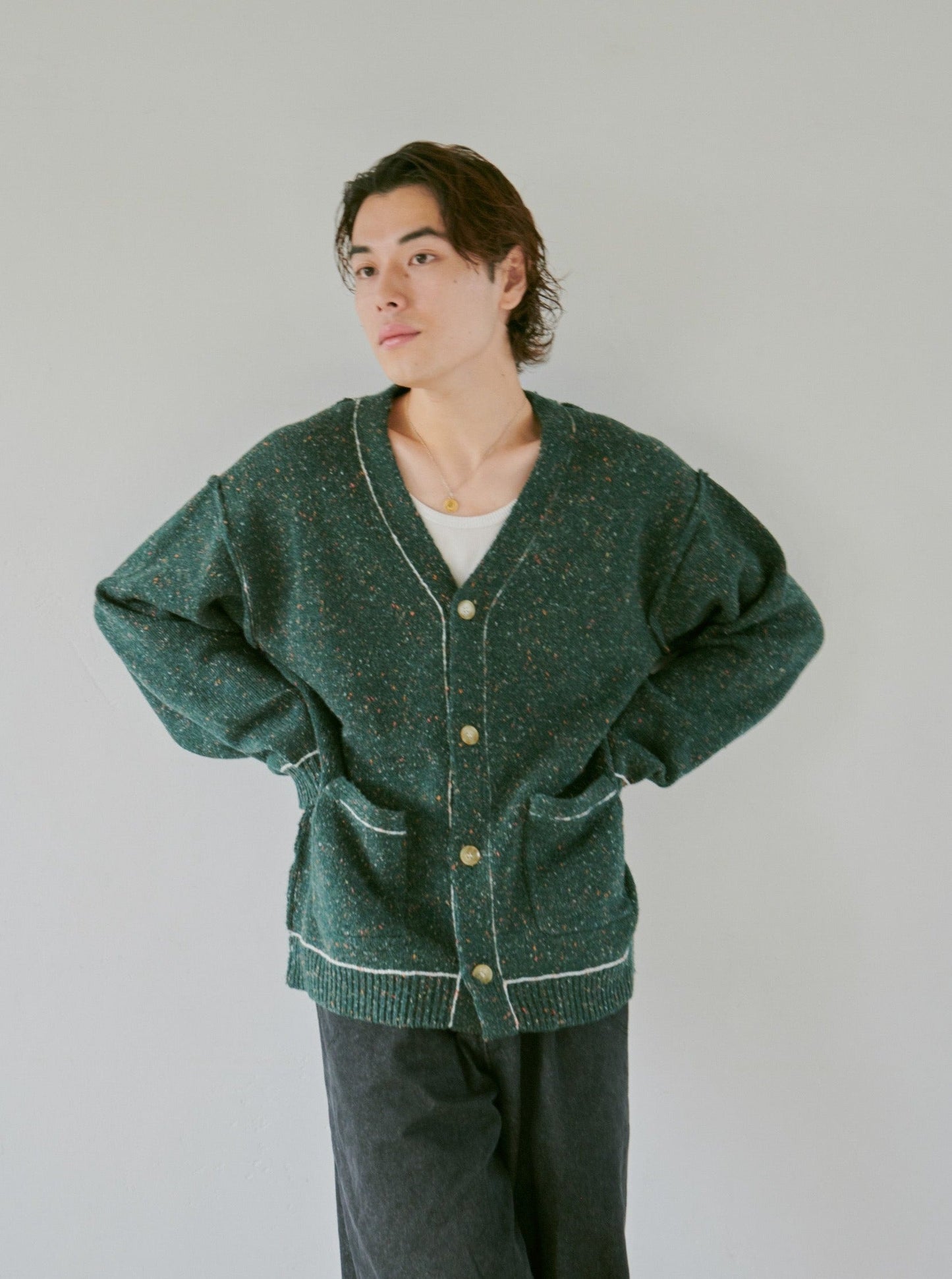 nep stitching loose cardigan