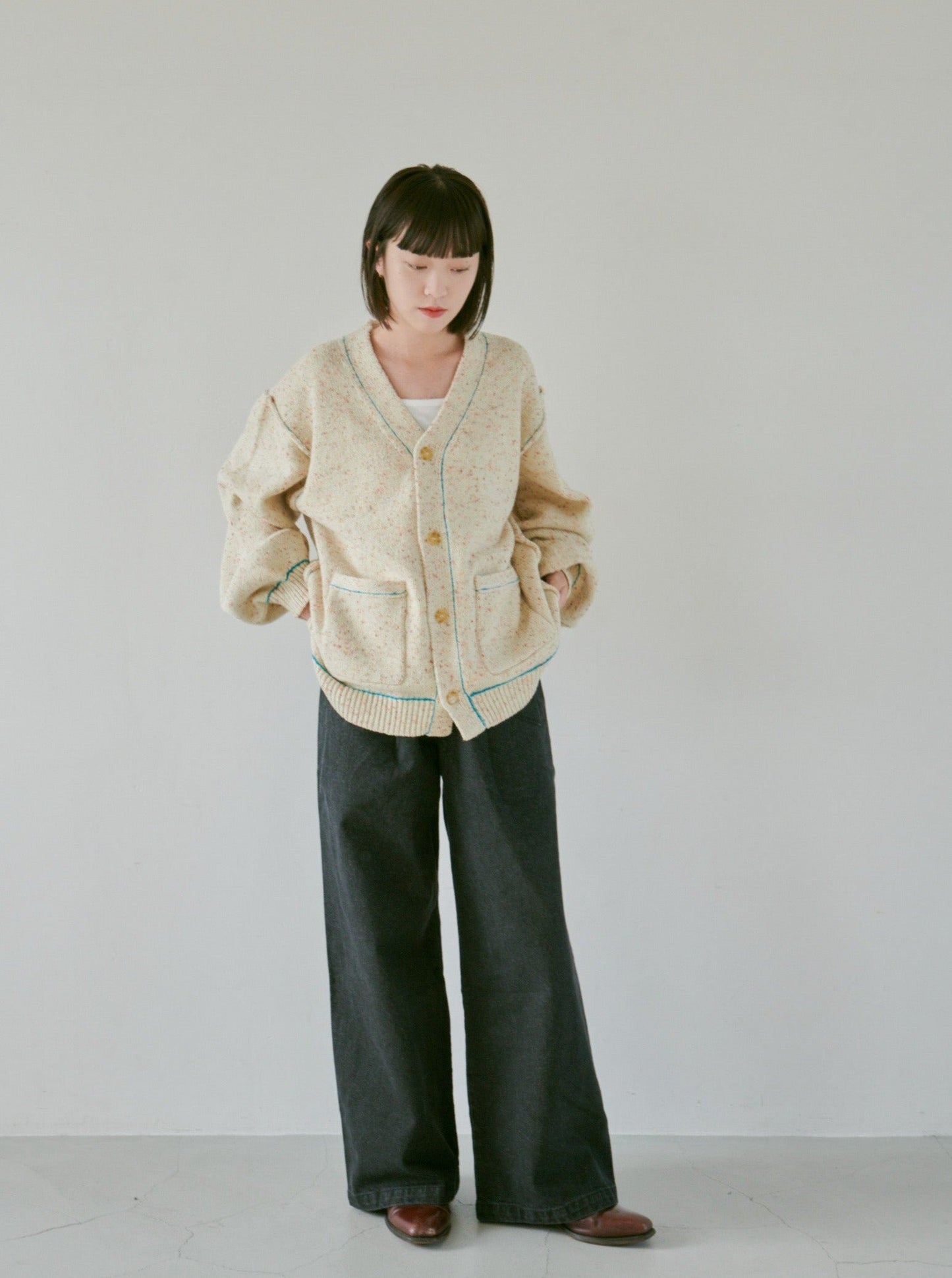 nep stitching loose cardigan