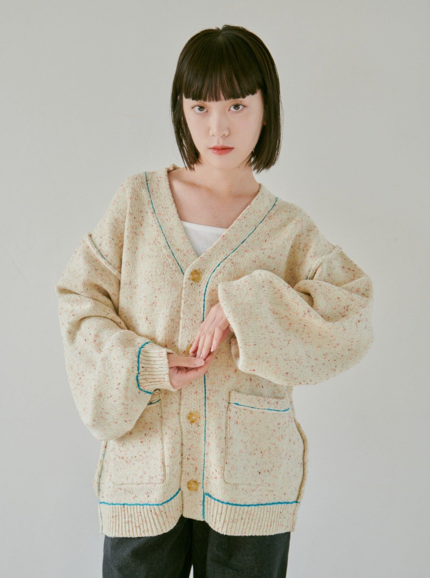 nep stitching loose cardigan