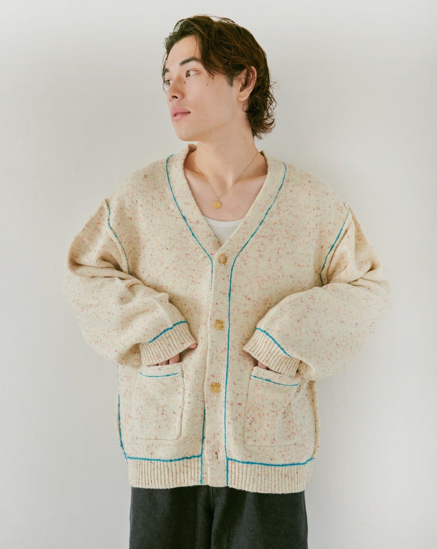 nep stitching loose cardigan