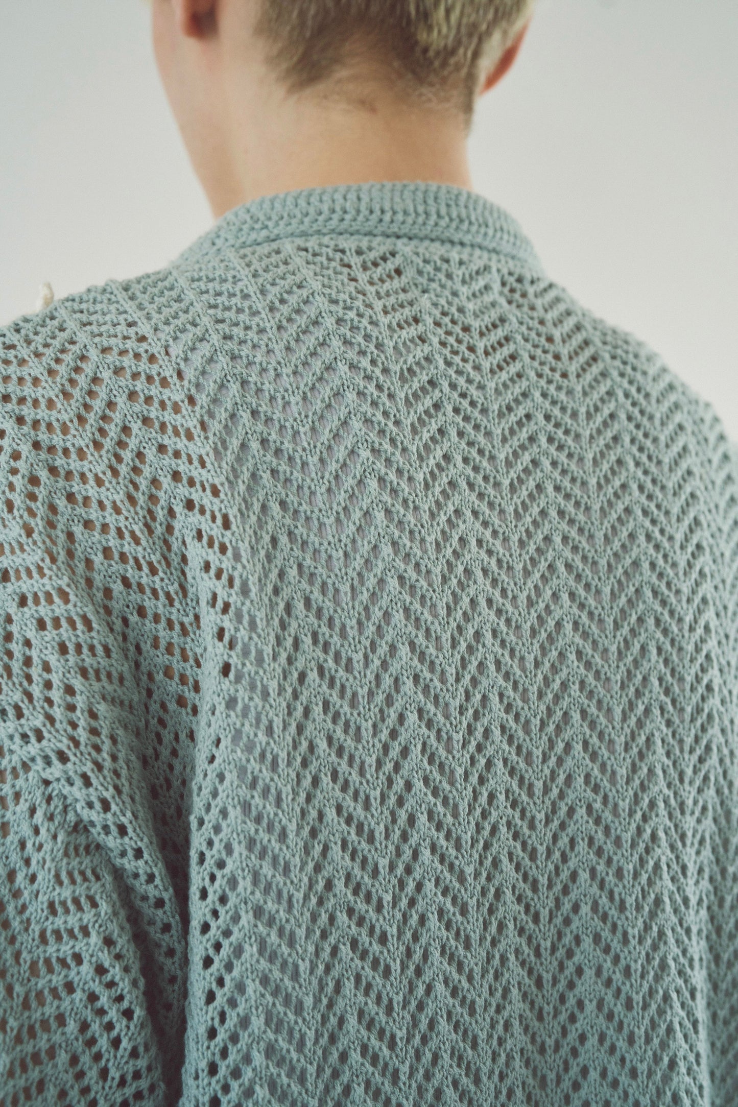 hand knit flower line Cuba shirt cardigan