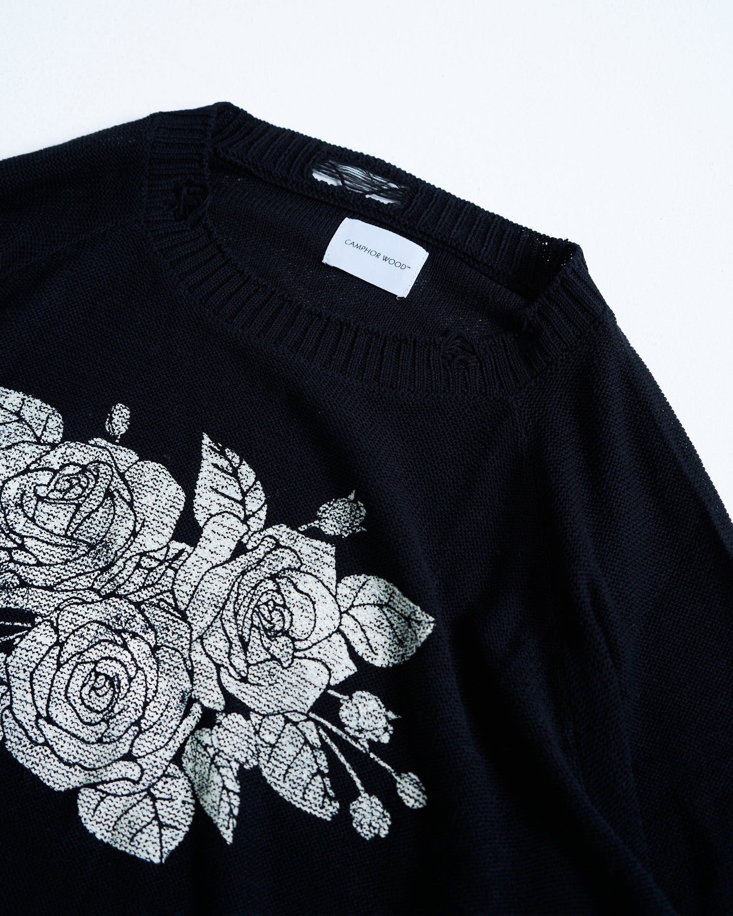 flower paint broken long sleeve sheer sweater
