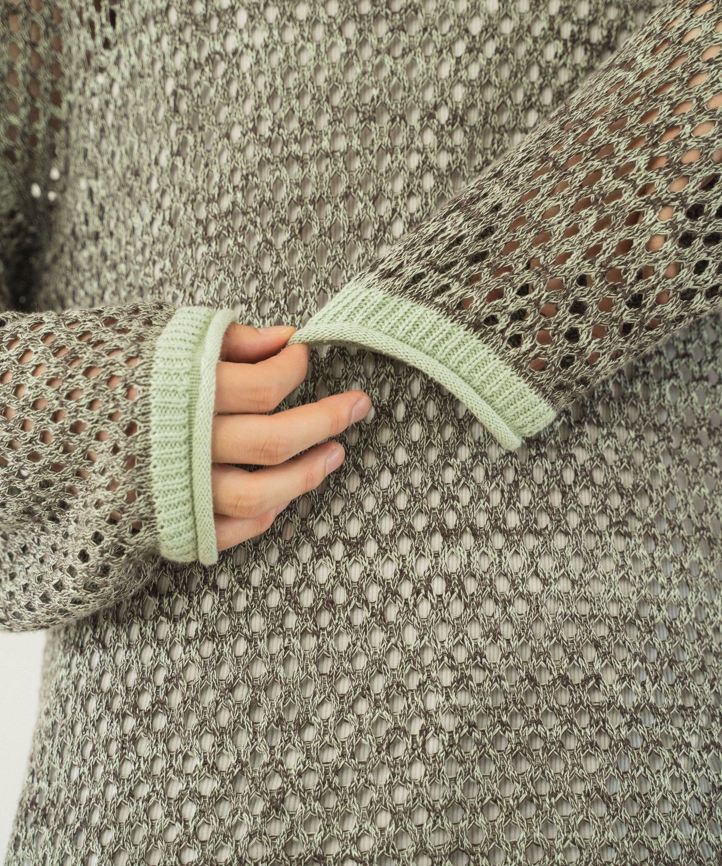 mech knit bicolor tops
