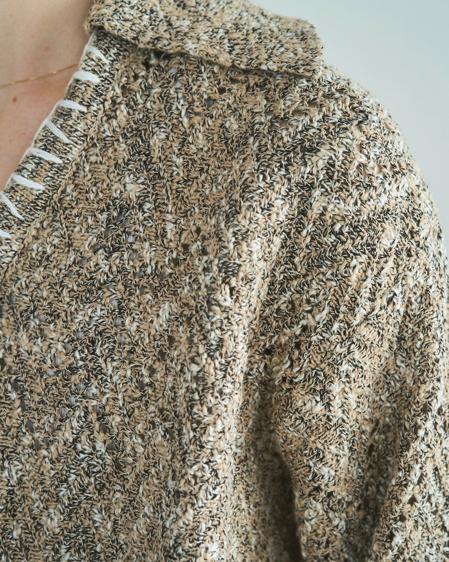 skipper stitching l/s knit shirt