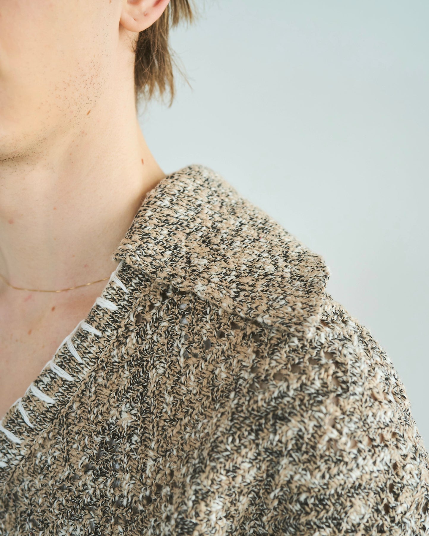 skipper stitching l/s knit shirt