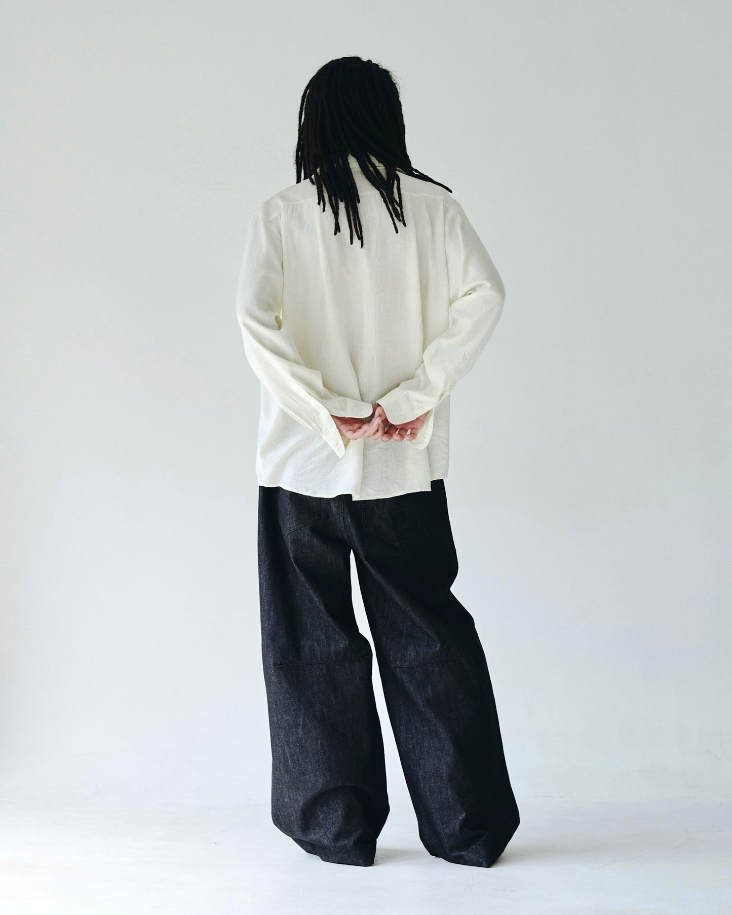 DOUBLE POCKET RIGID SLUB BAGGY DENIM TROUSERS
