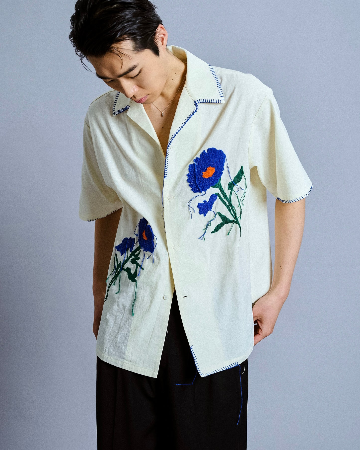 flower embroidery SAGARA h/s shirt