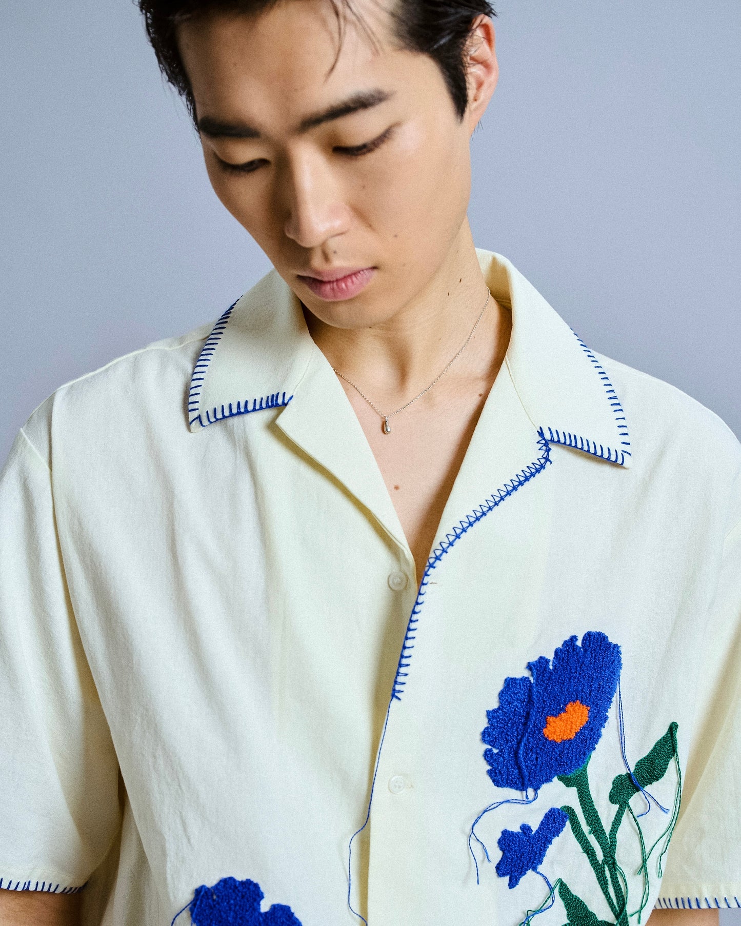 flower embroidery SAGARA h/s shirt