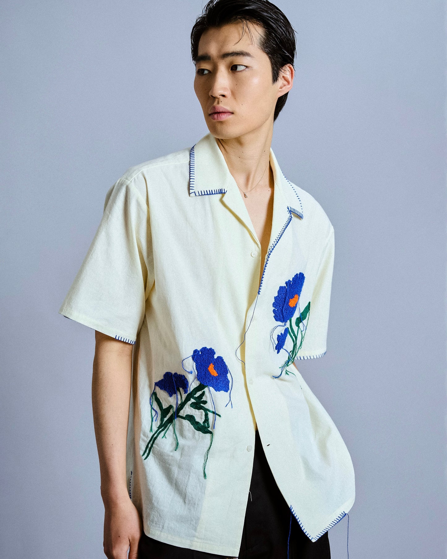 flower embroidery SAGARA h/s shirt