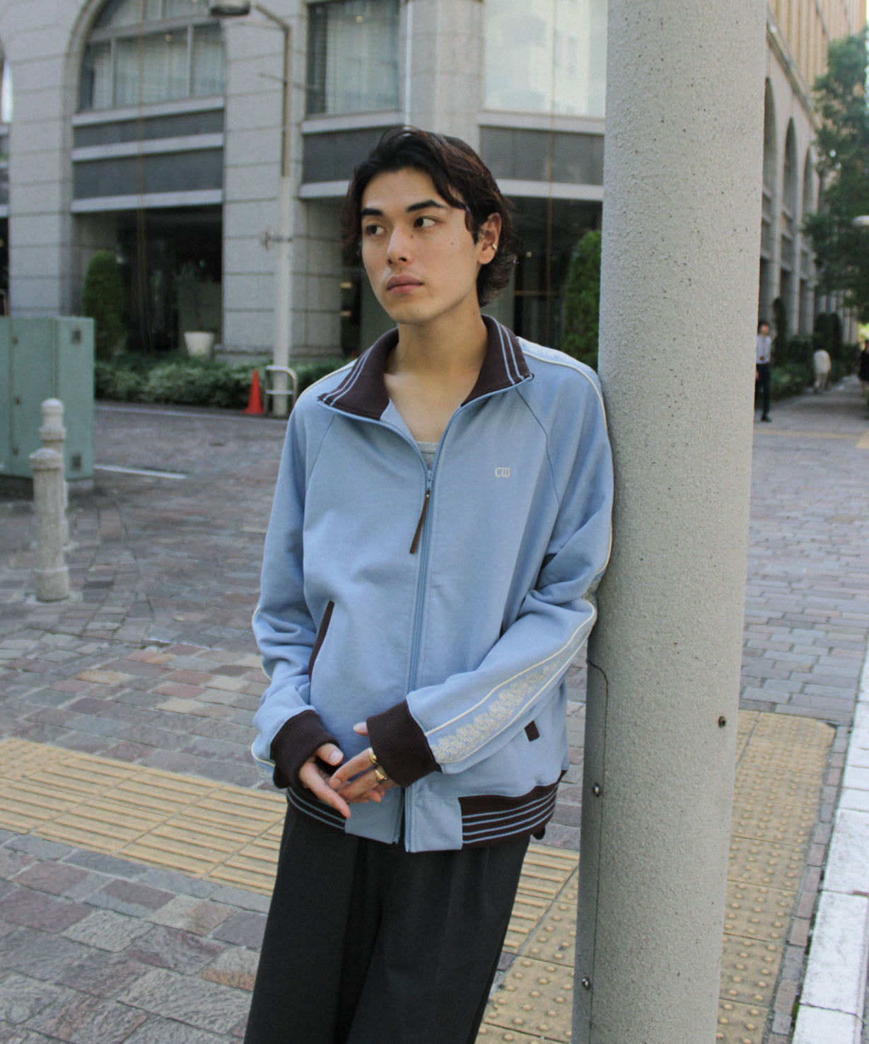 flower embroidery line track jacket
