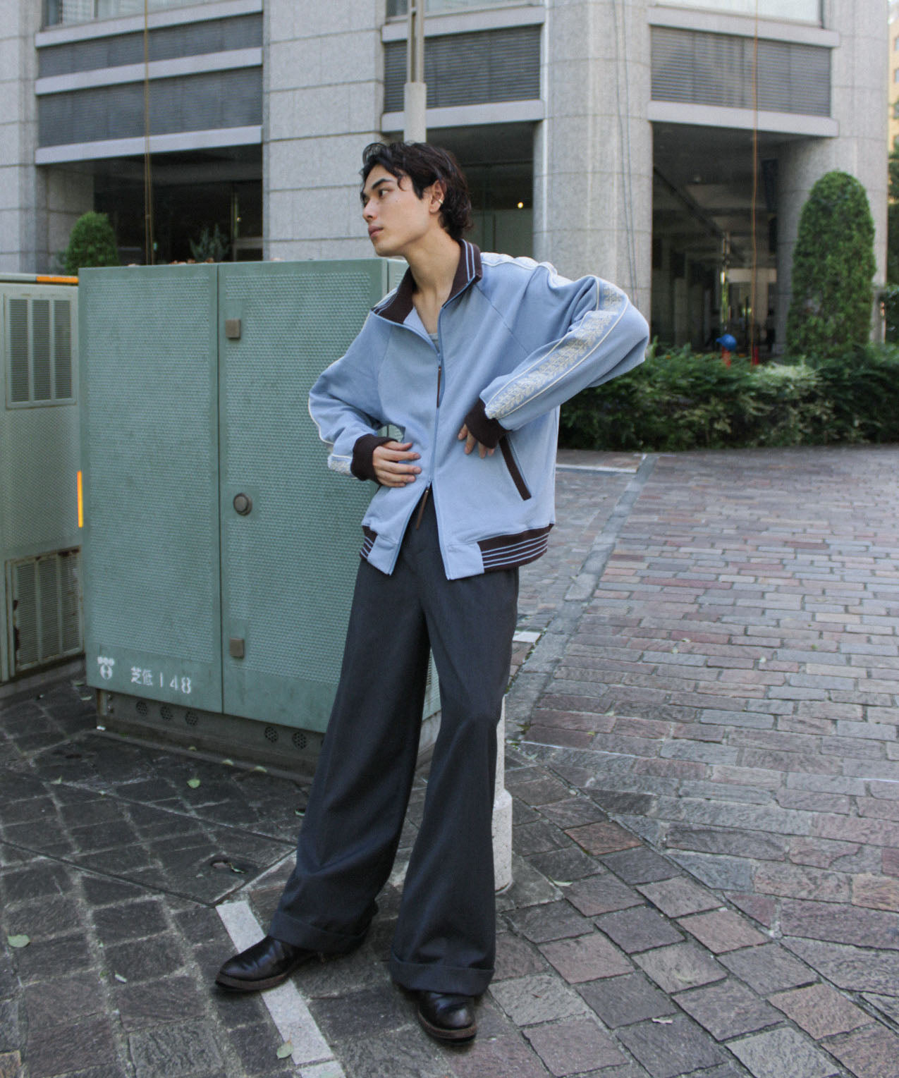 flower embroidery line track jacket
