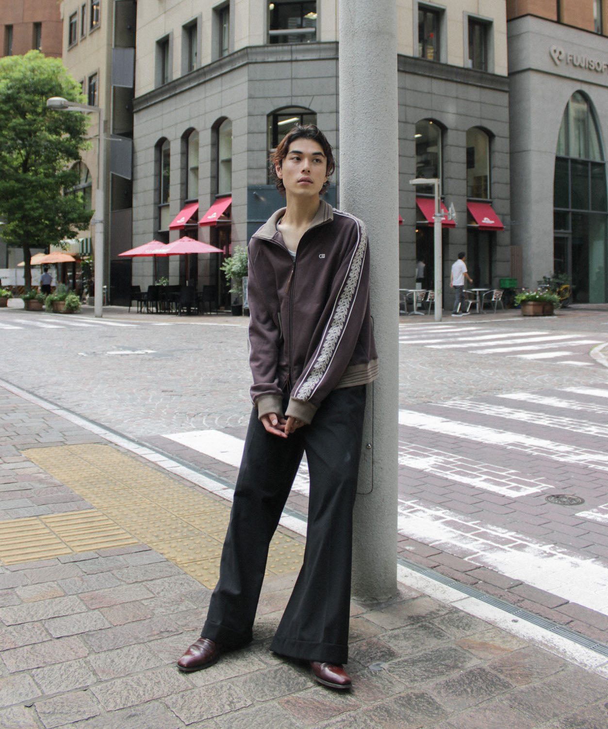 flower embroidery line track jacket