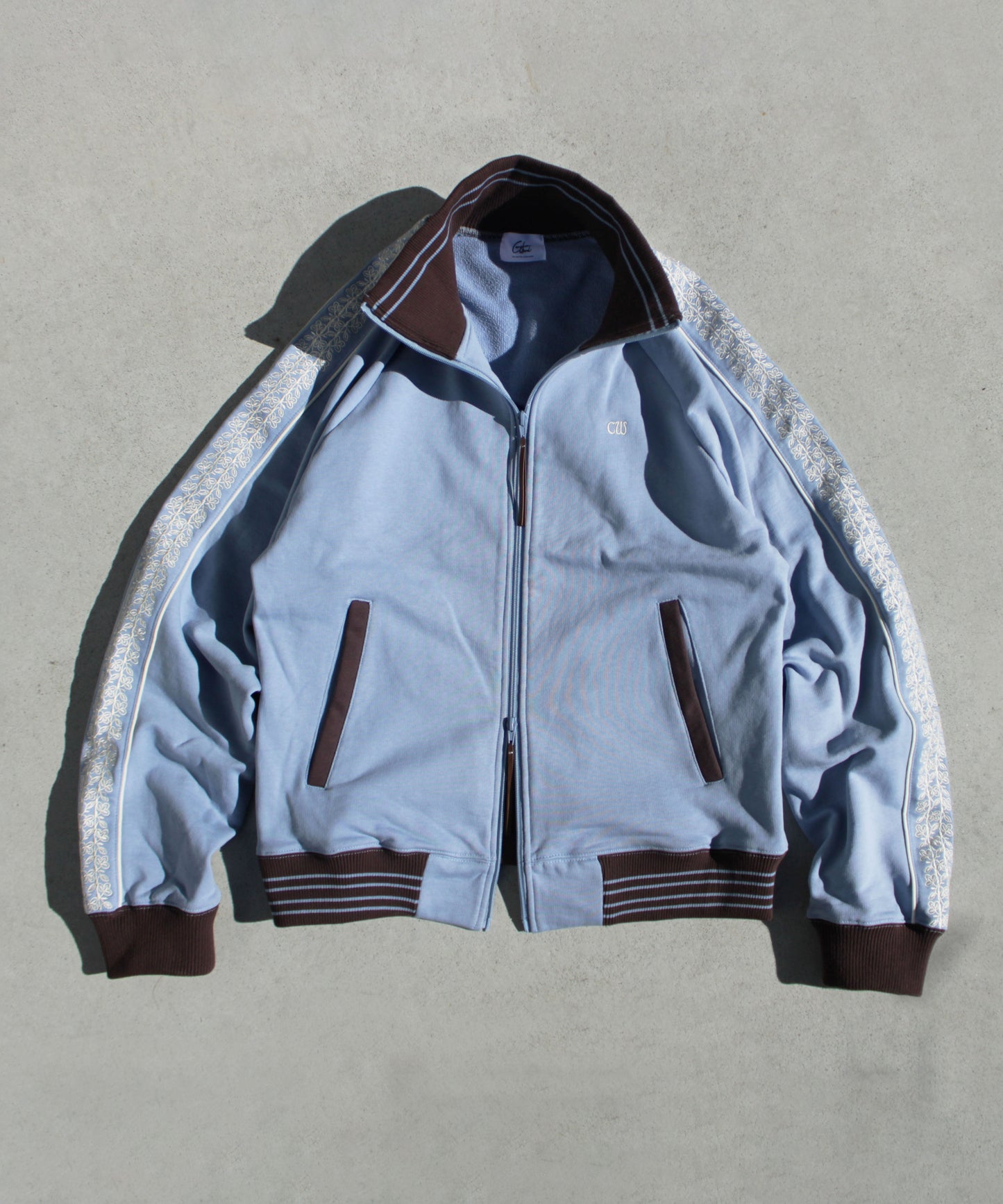 flower embroidery line track jacket