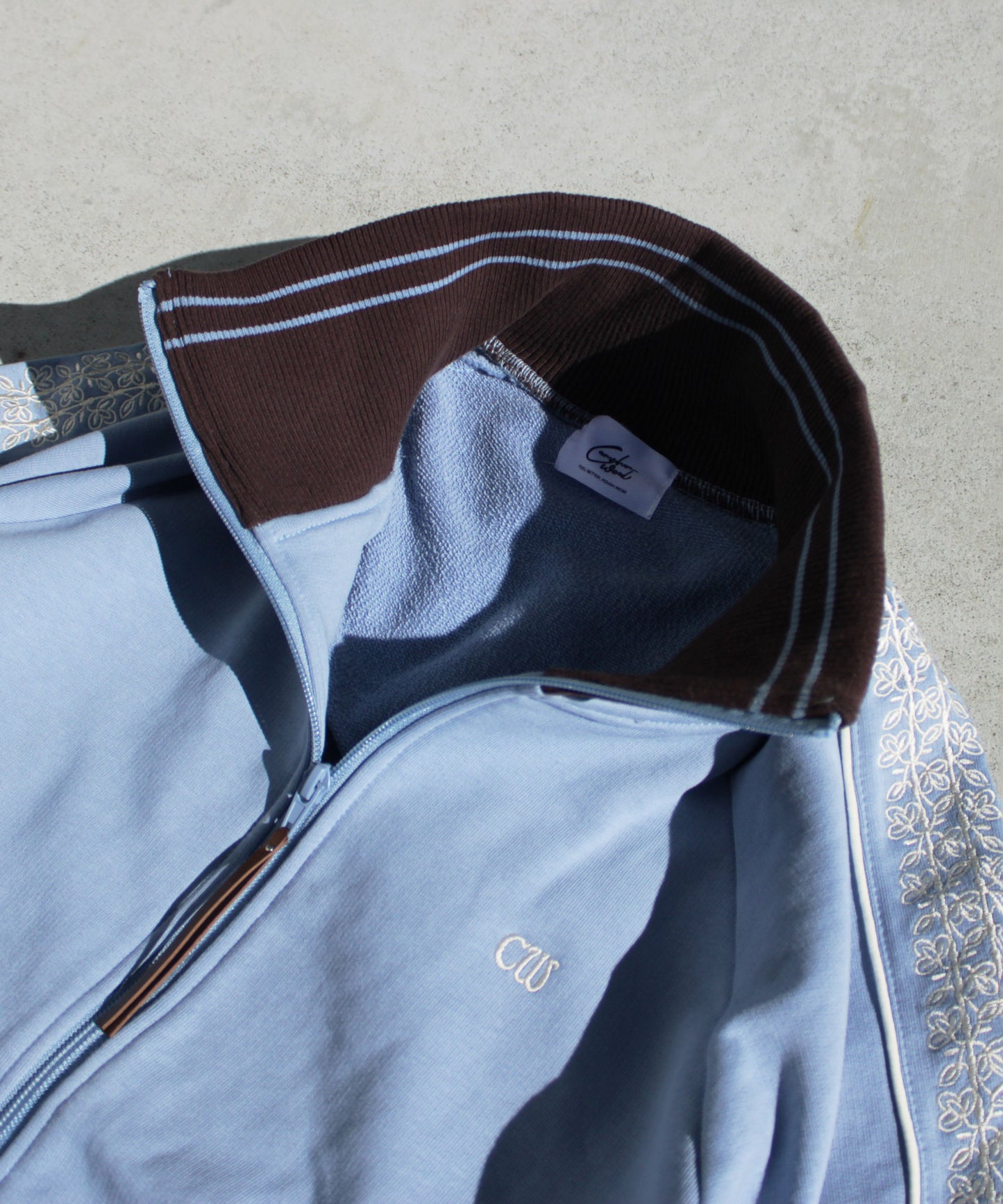 flower embroidery line track jacket