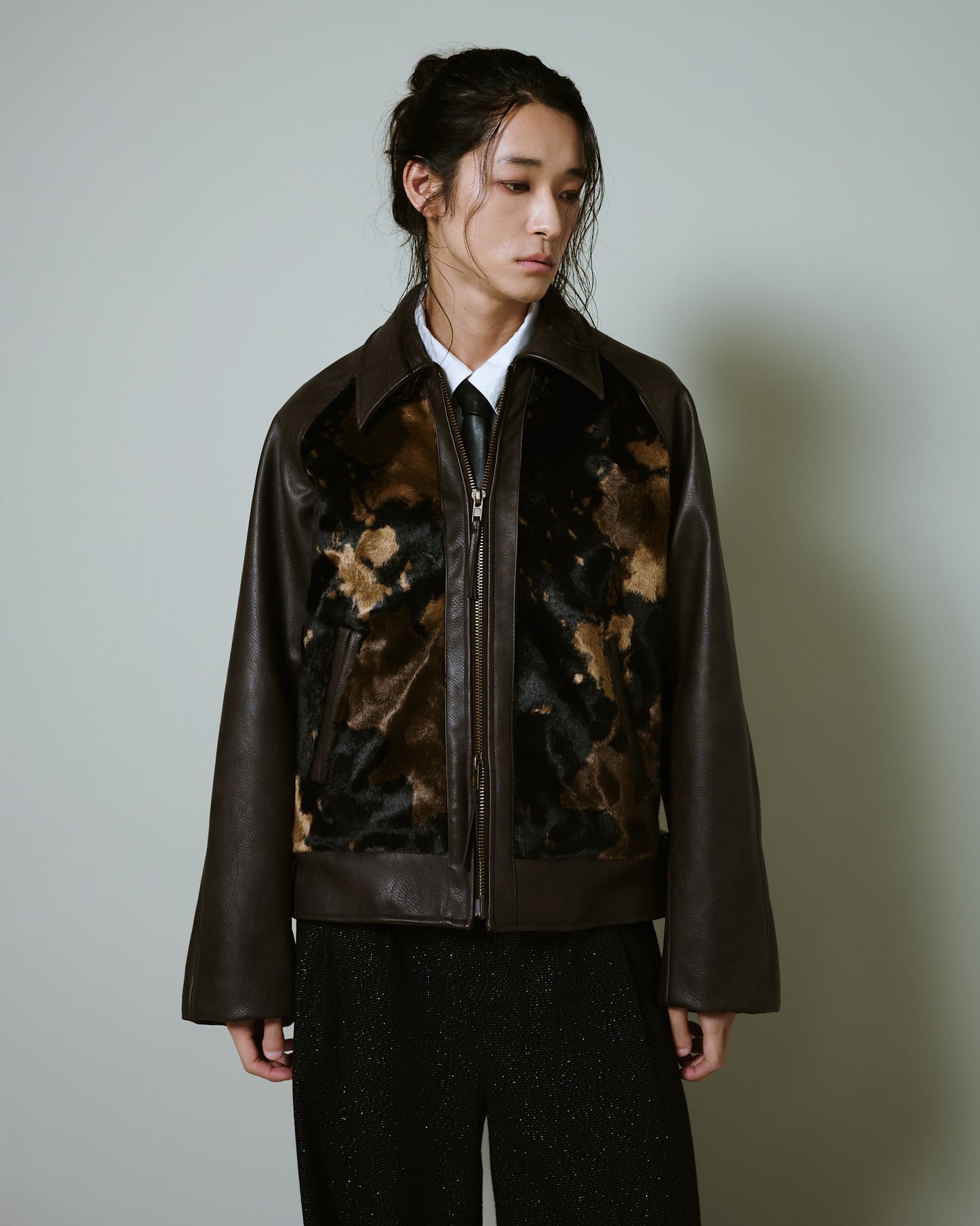 faux haircalf leather jacket