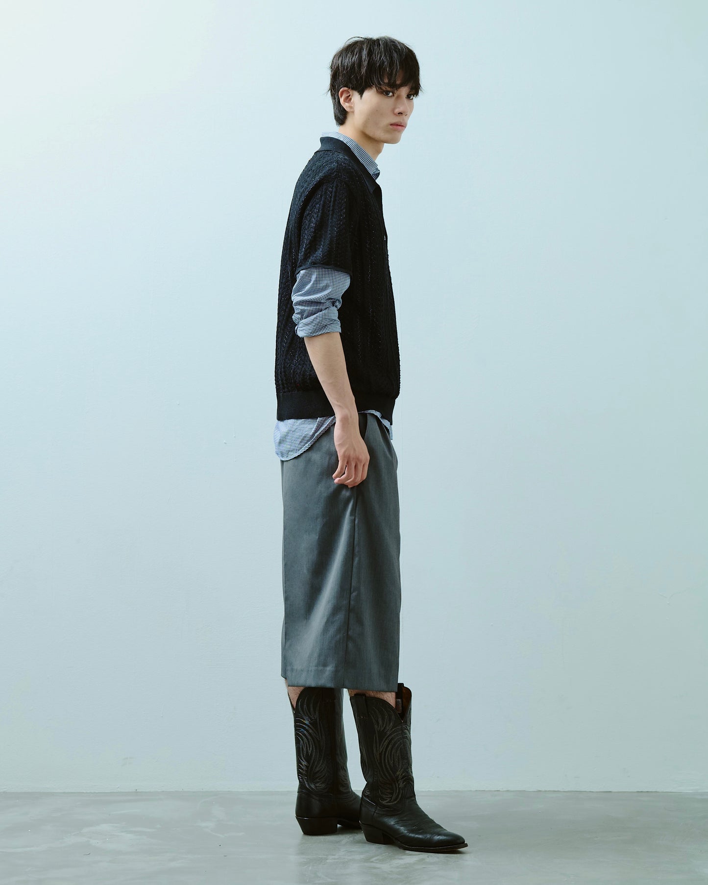layered boxers wide slacks shorts