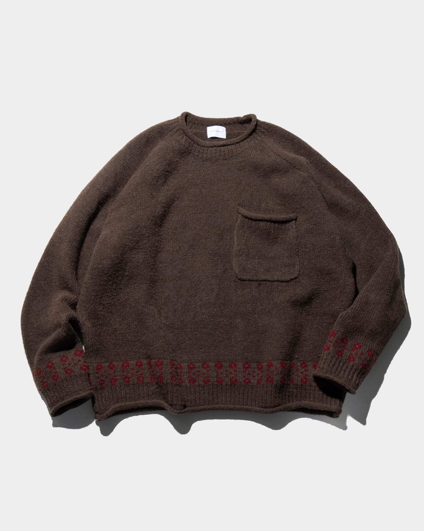 big pocket fair isle line heavy sweater