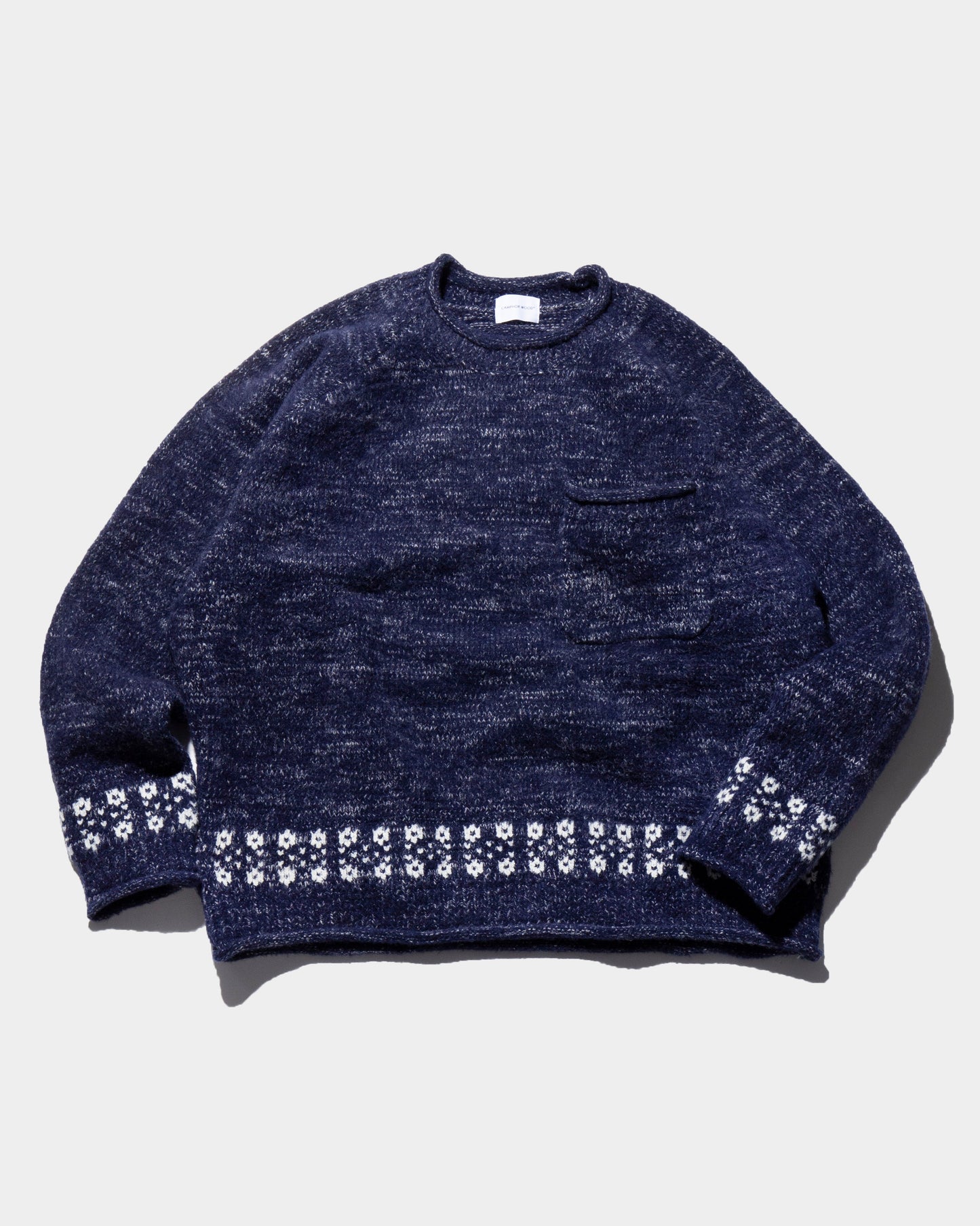 big pocket fair isle line heavy sweater