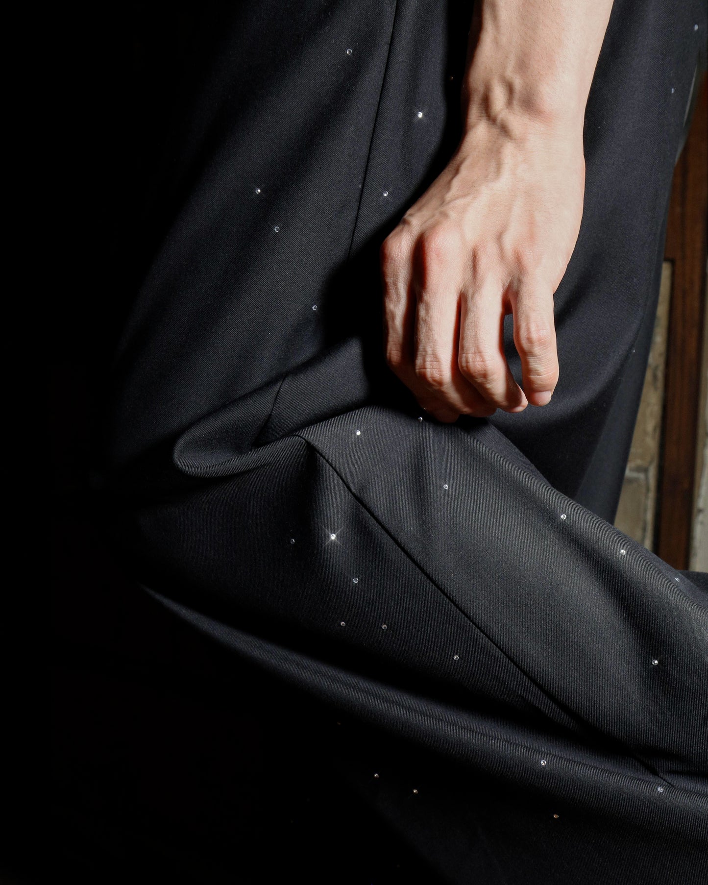 wide baggy rhinestone slacks