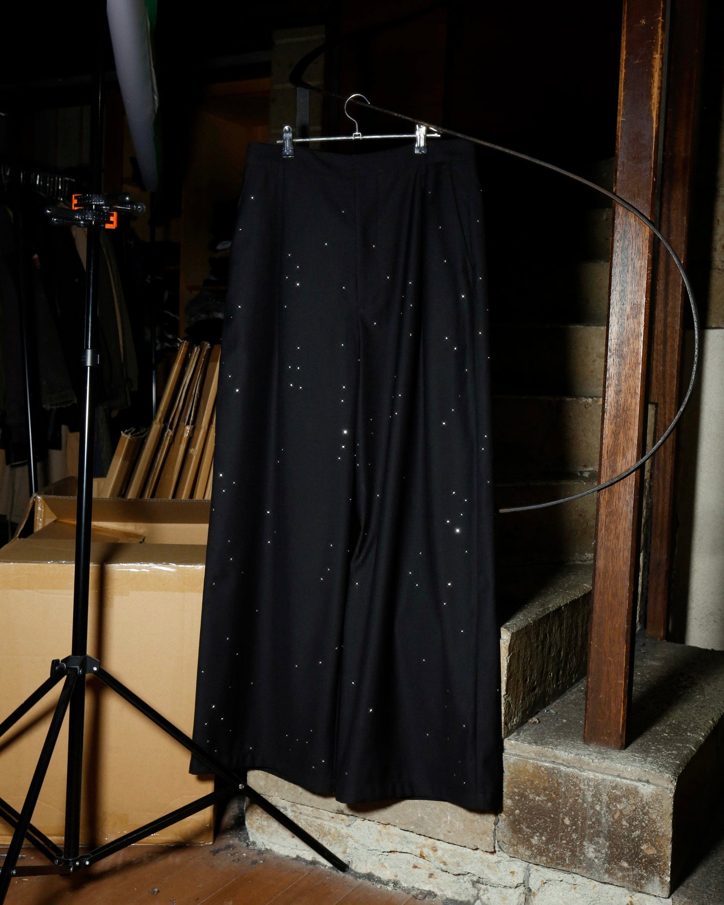 wide baggy rhinestone slacks