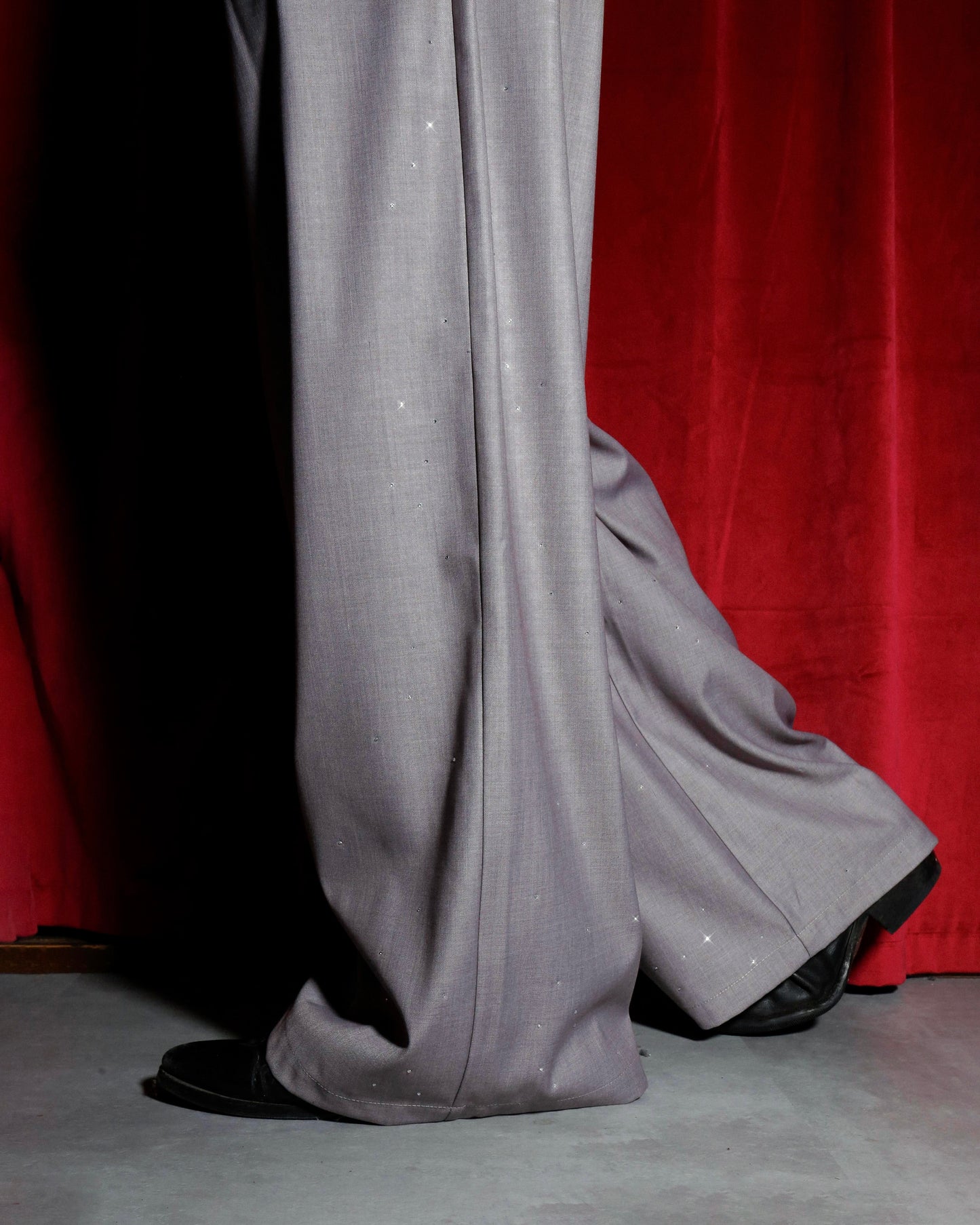 wide baggy rhinestone slacks