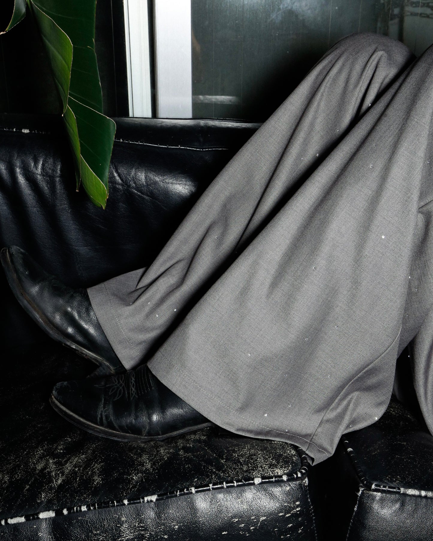 wide baggy rhinestone slacks