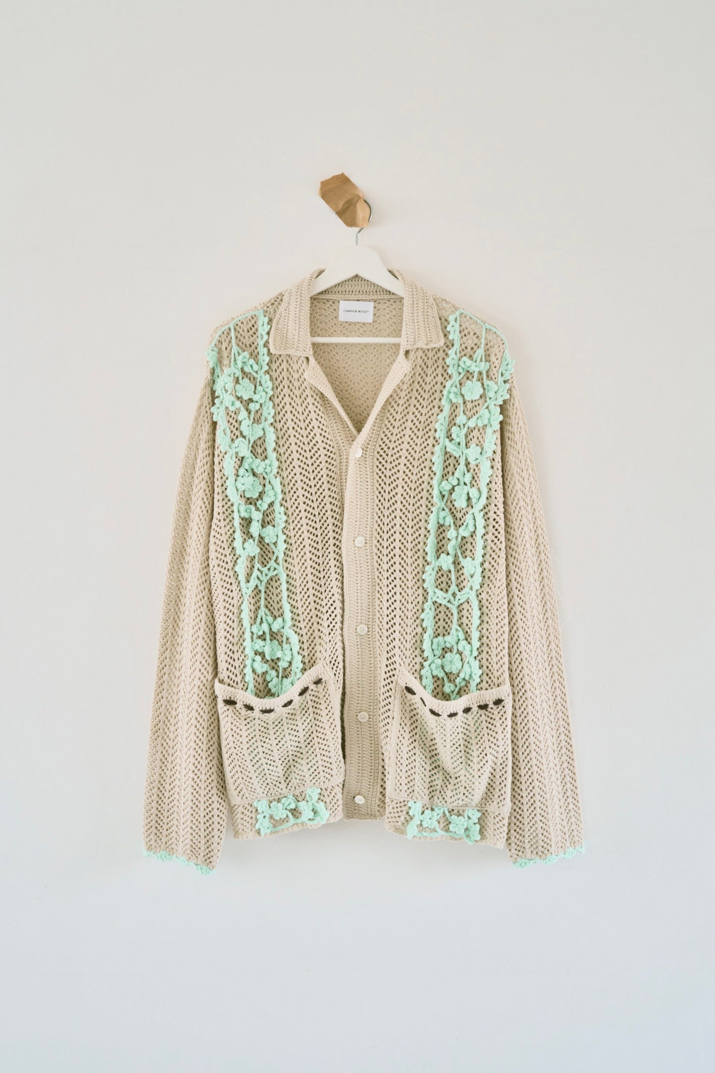 hand knit flower line Cuba shirt  cardigan