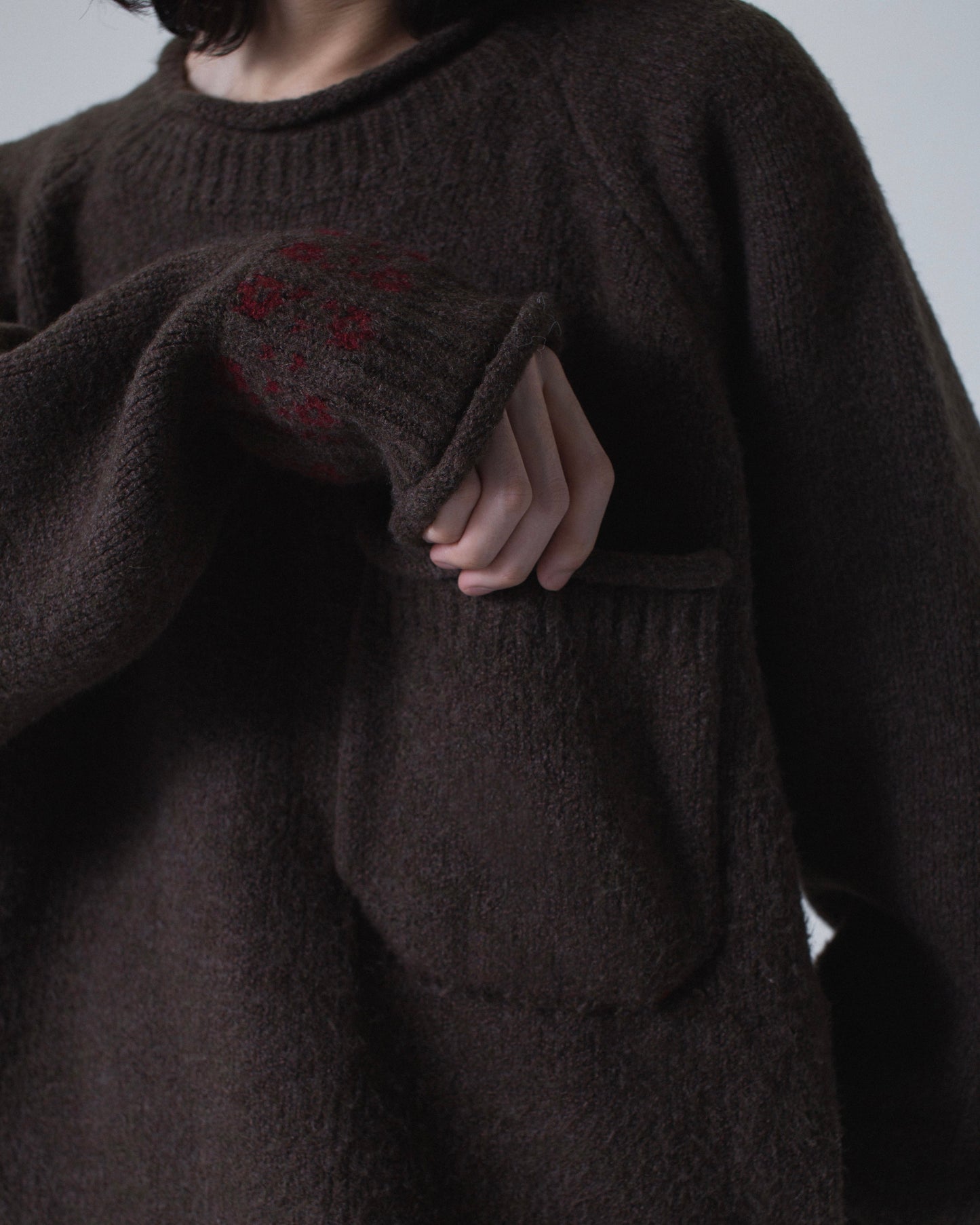 big pocket fair isle line heavy sweater