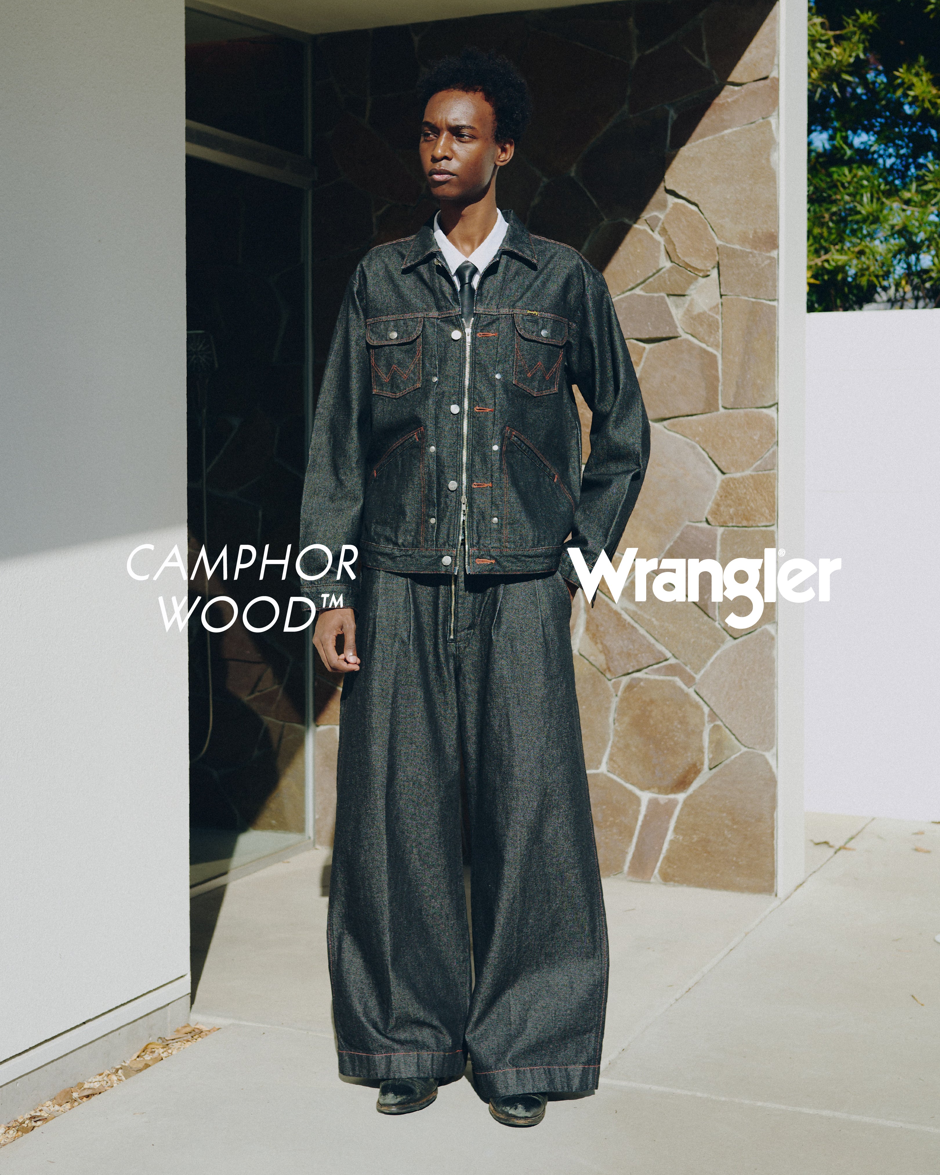 WOOD ブラックオーバーオール CAMPHOR S