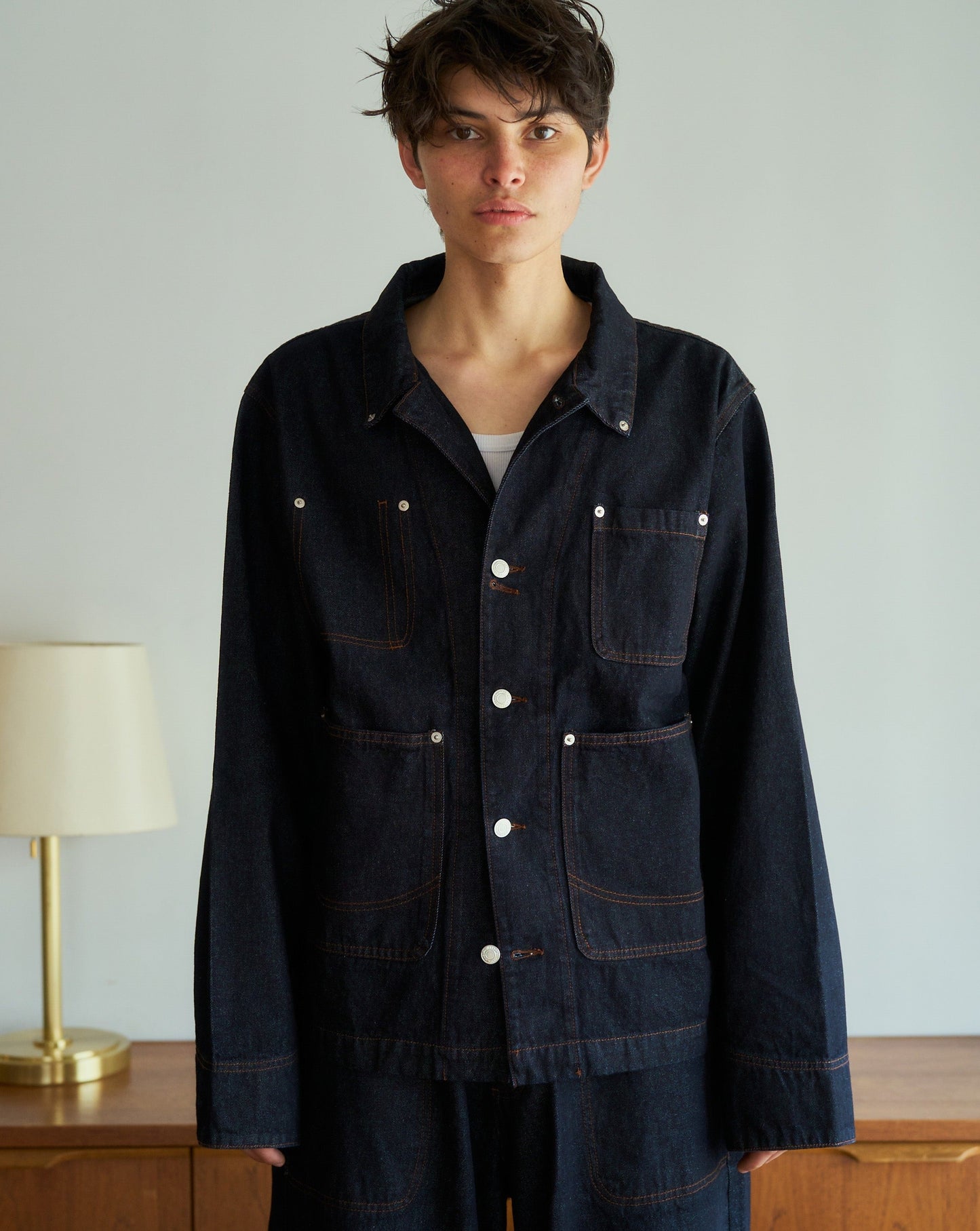 3pockets wide coverall denim jacket