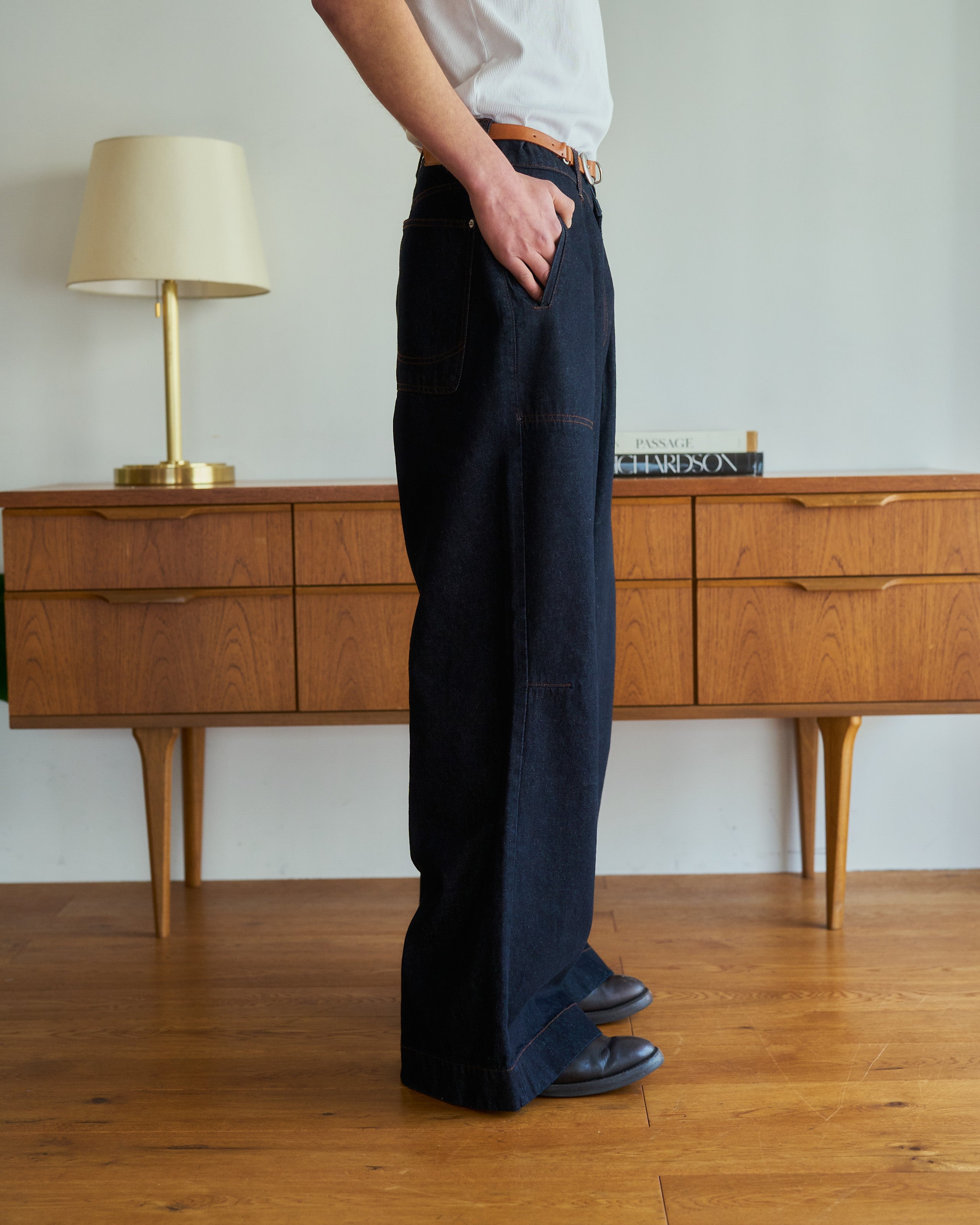 パンツ Camphor wood knee tuck wide baggy denim knee tuck wide baggy denim pants – CAMPHOR WOOD - OFFICIAL