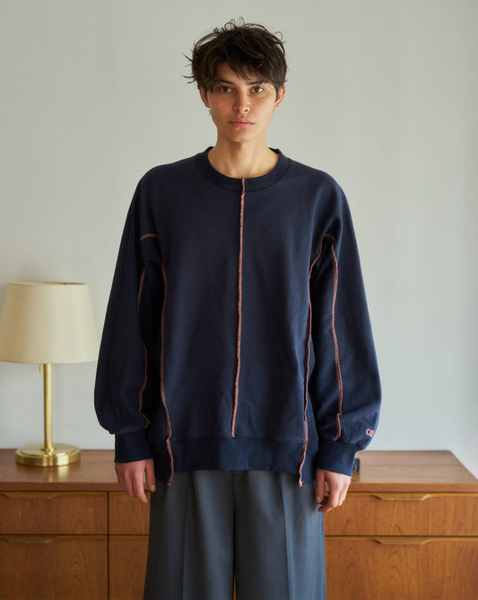 patchwork inside-out stiching sweat
