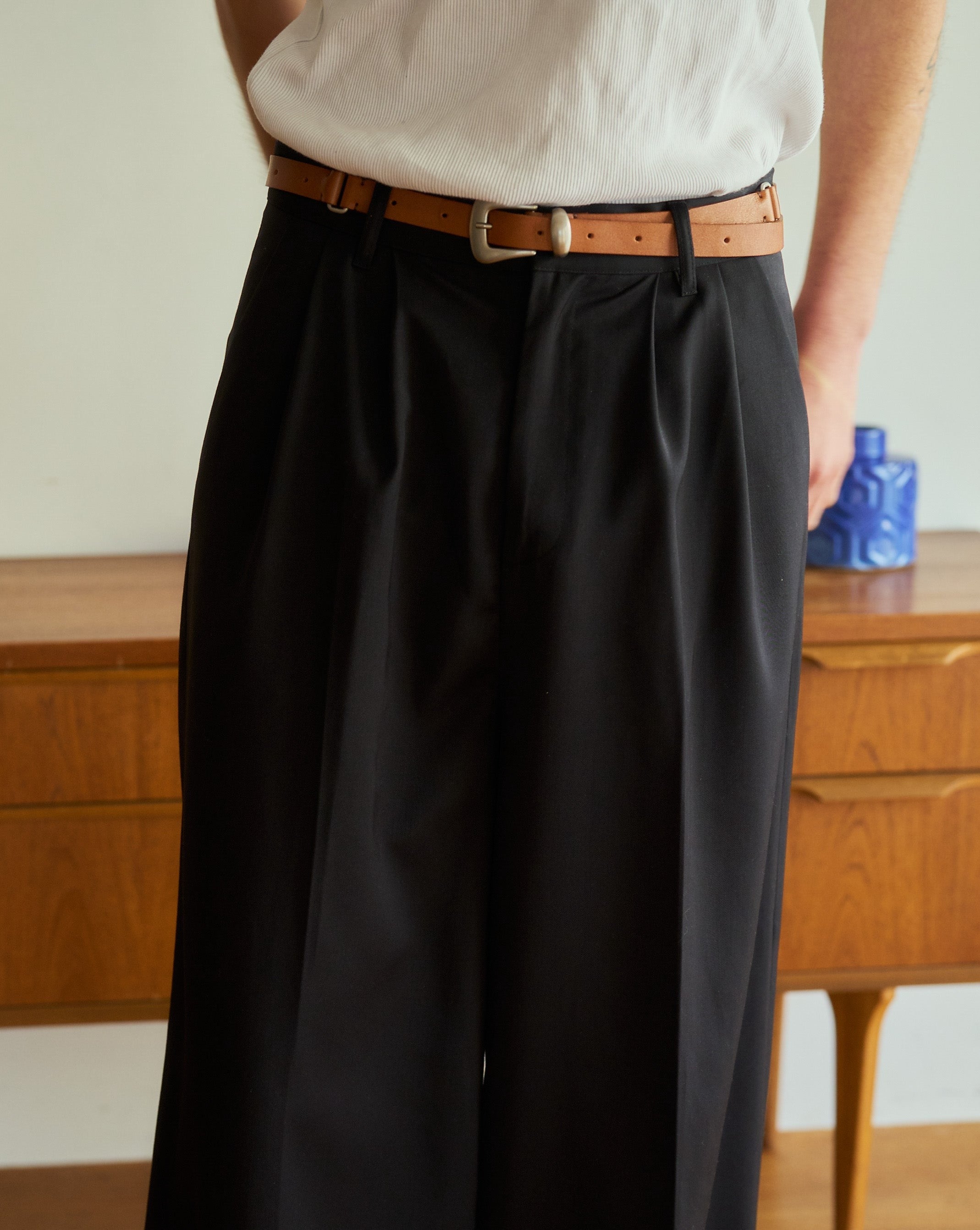 2tuck wide baggy flare slacks – CAMPHOR WOOD - OFFICIAL