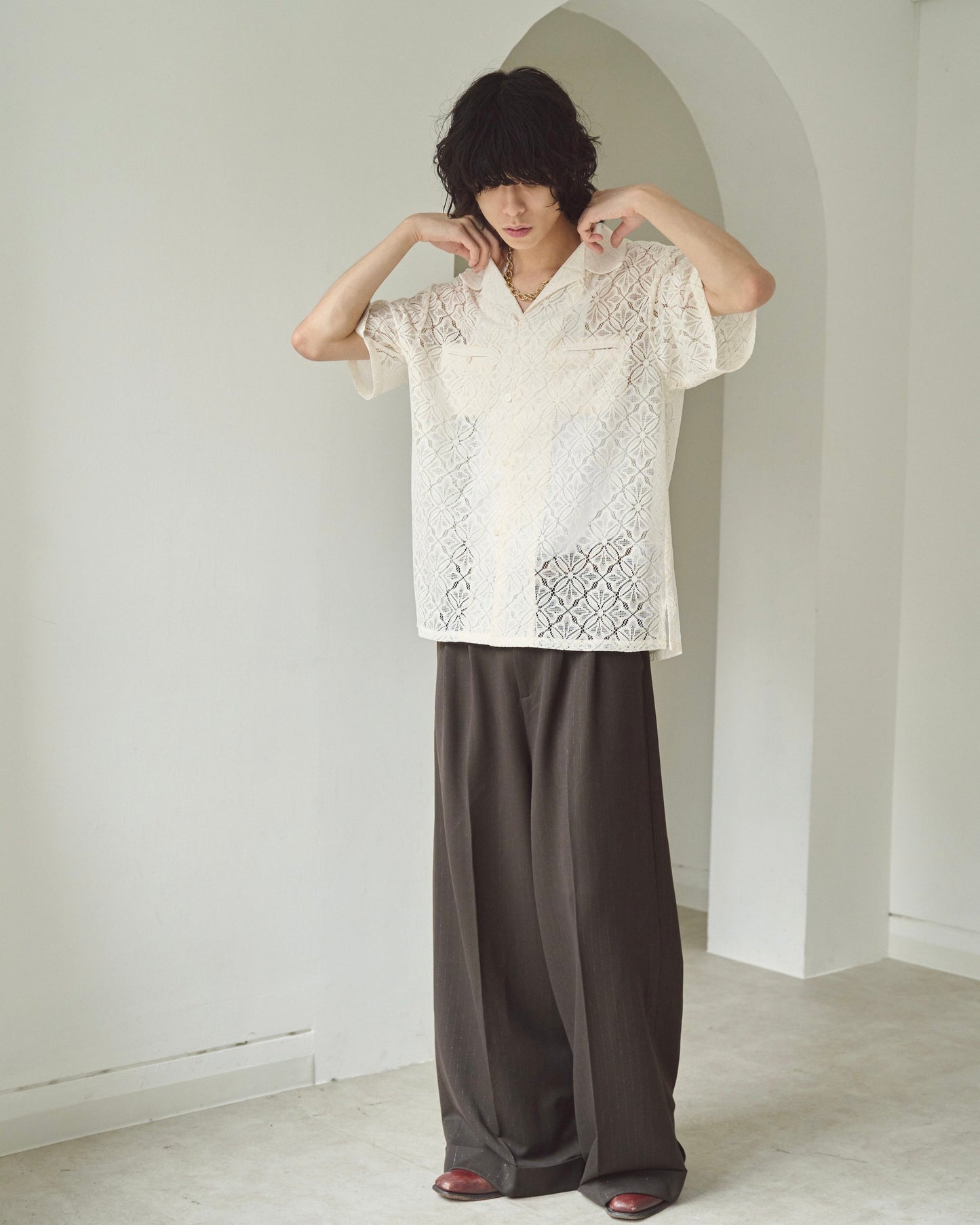 flower sheer embrodery shirt
