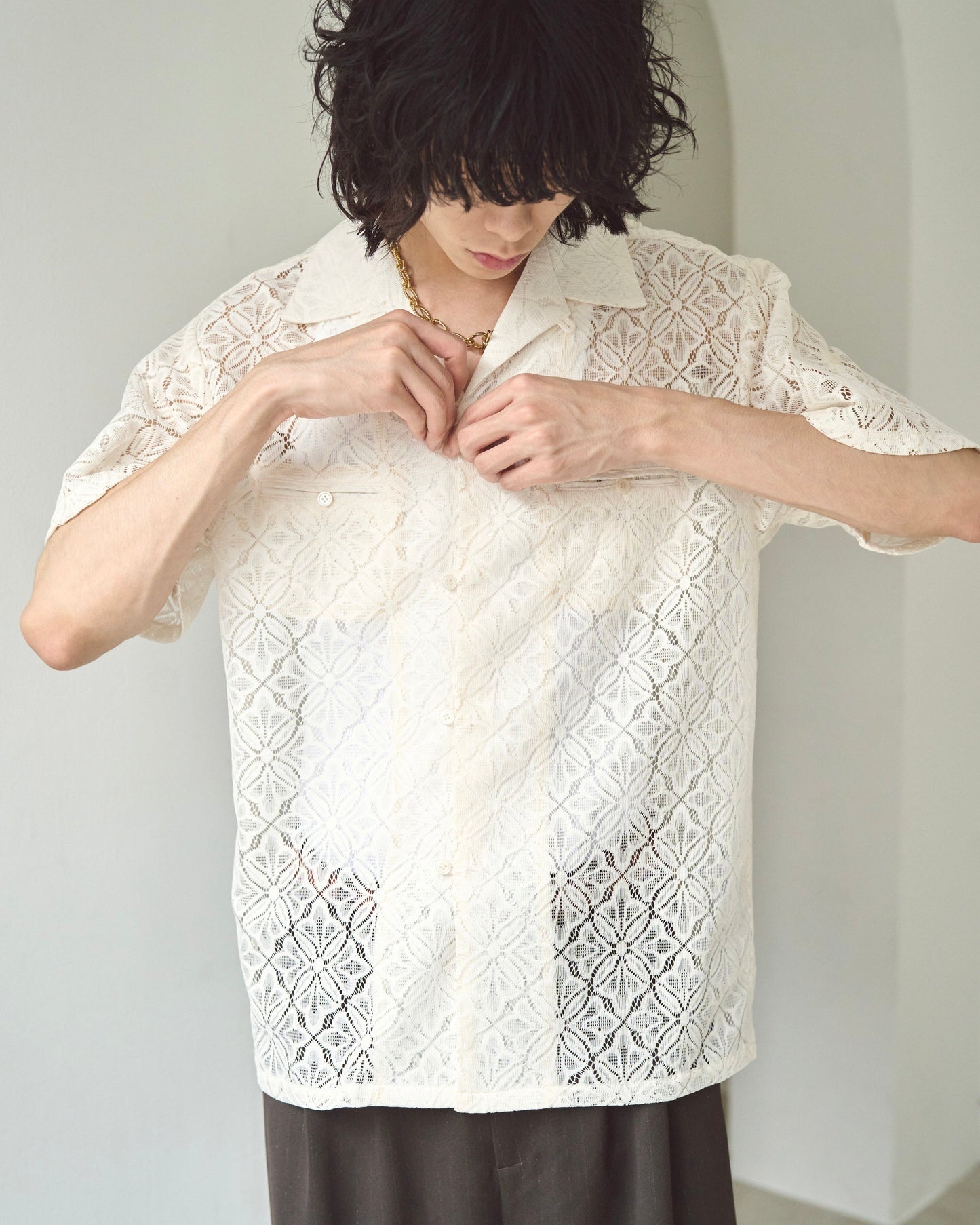 flower sheer embrodery shirt