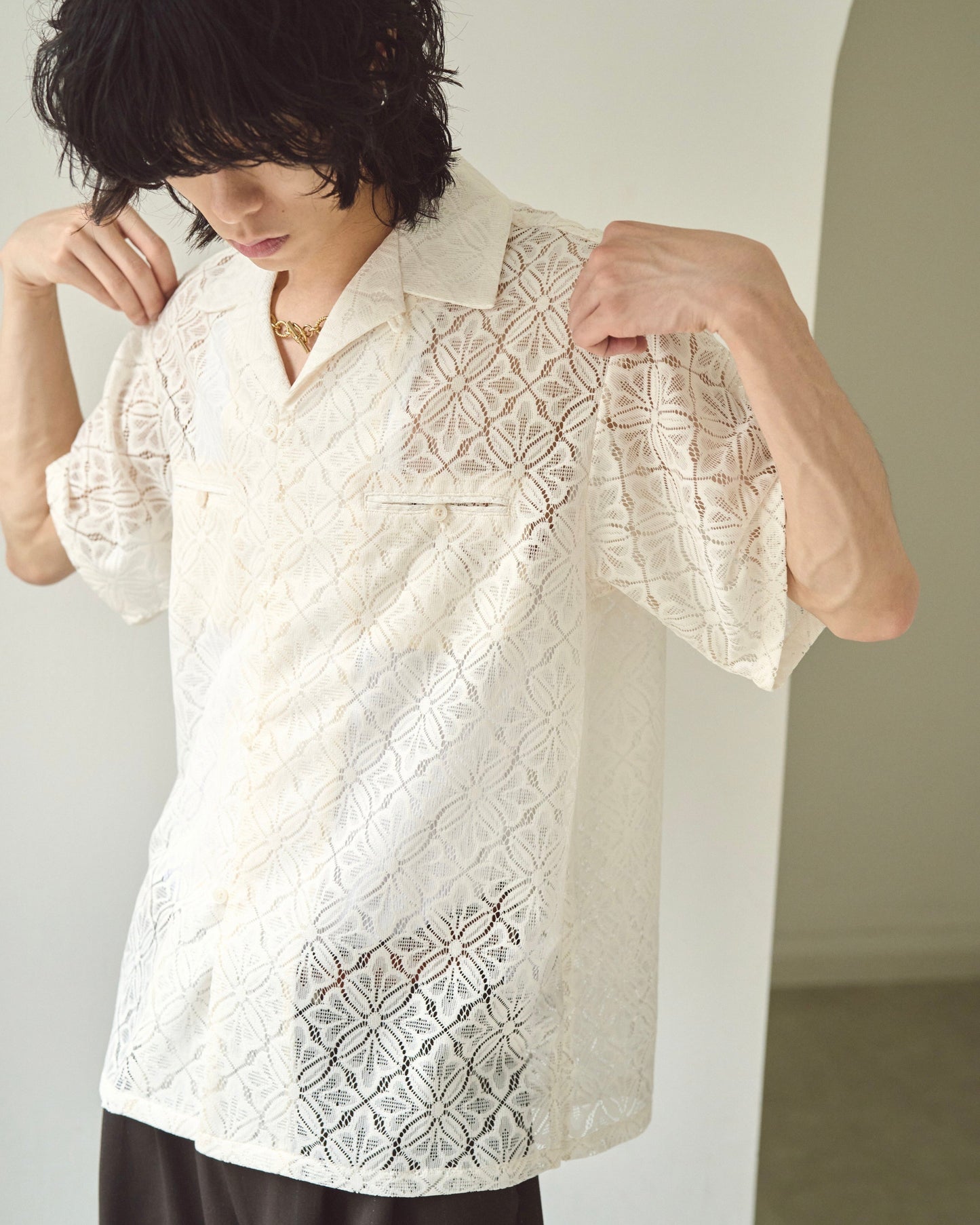 flower sheer embrodery shirt