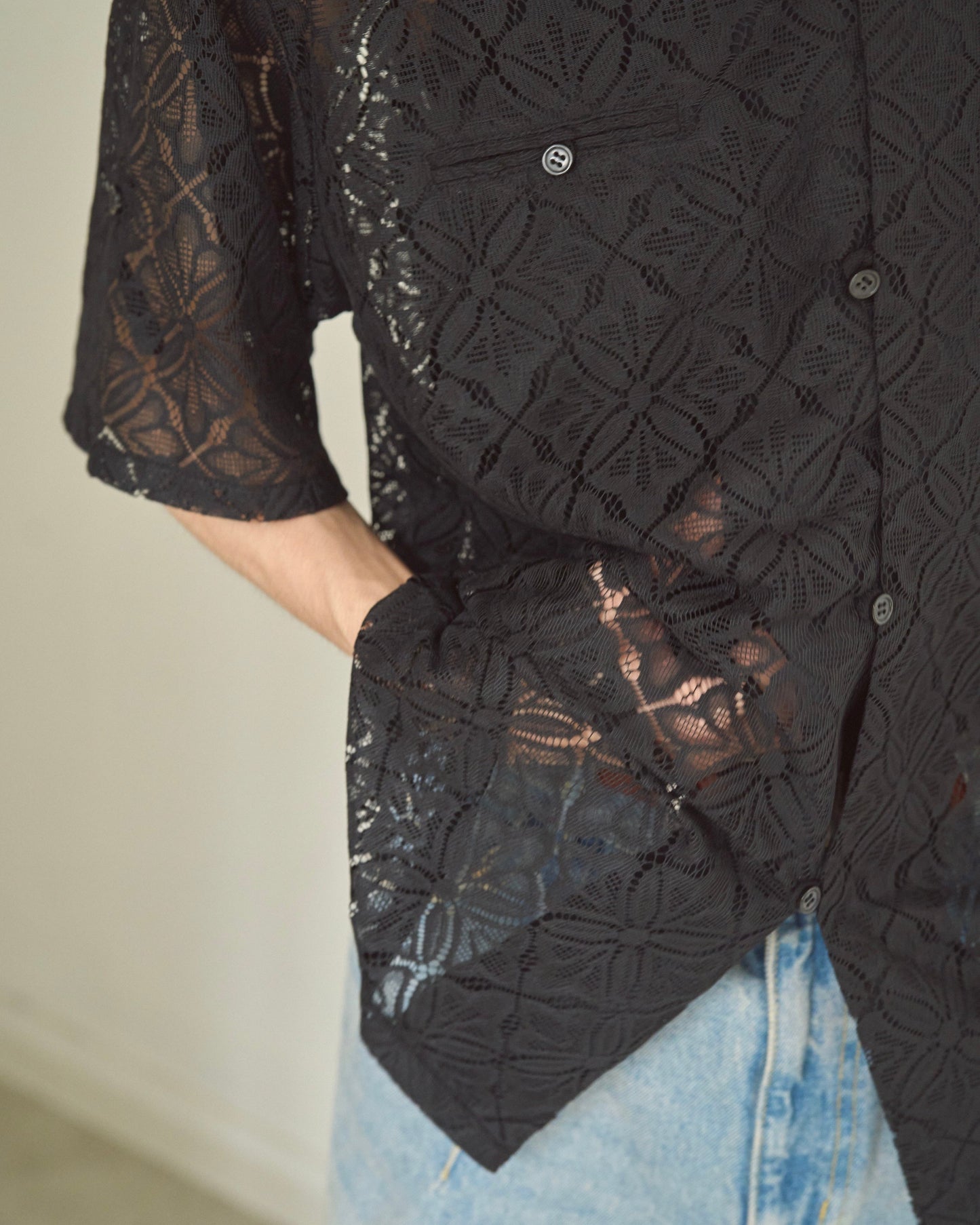 flower sheer embrodery shirt