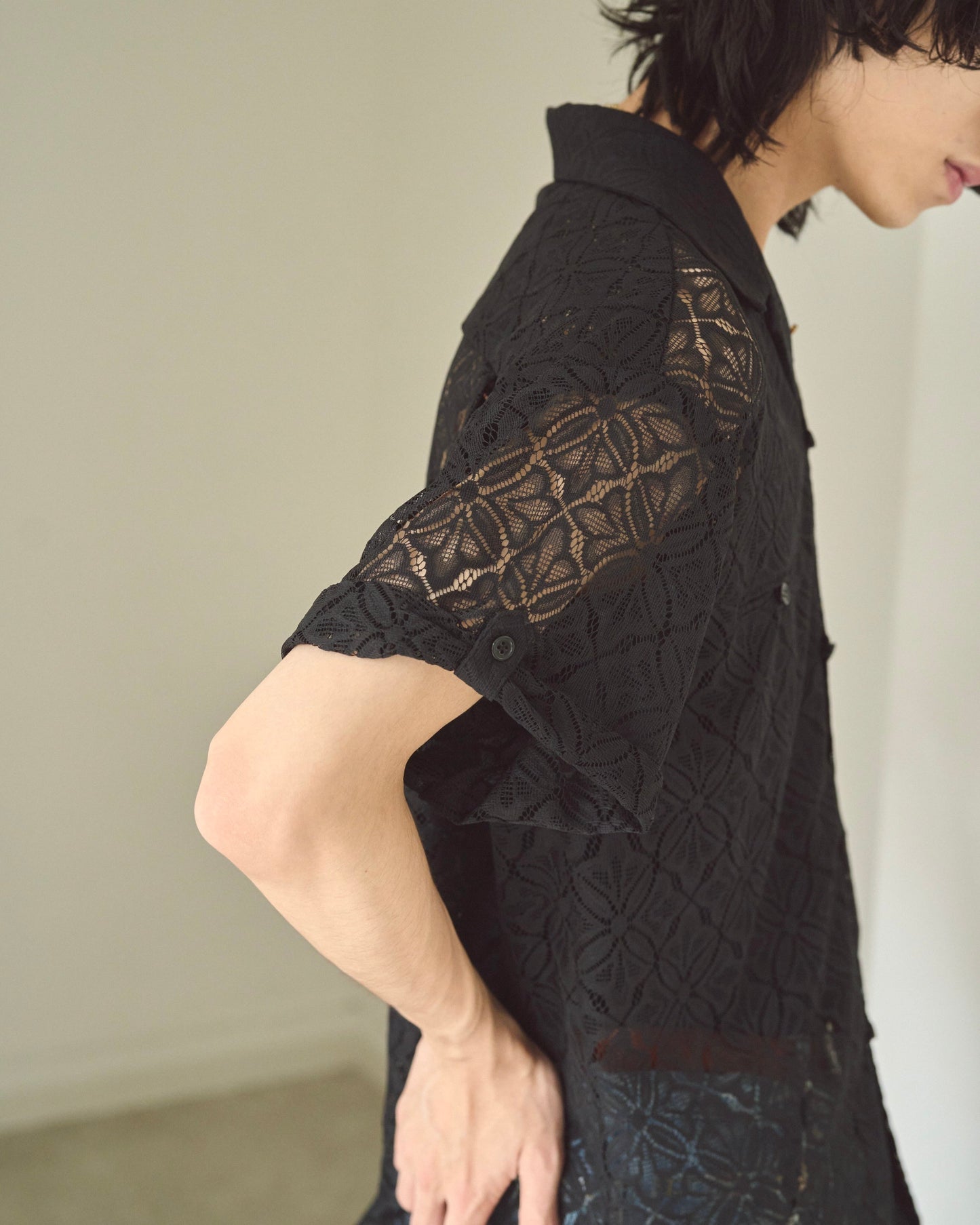 flower sheer embrodery shirt