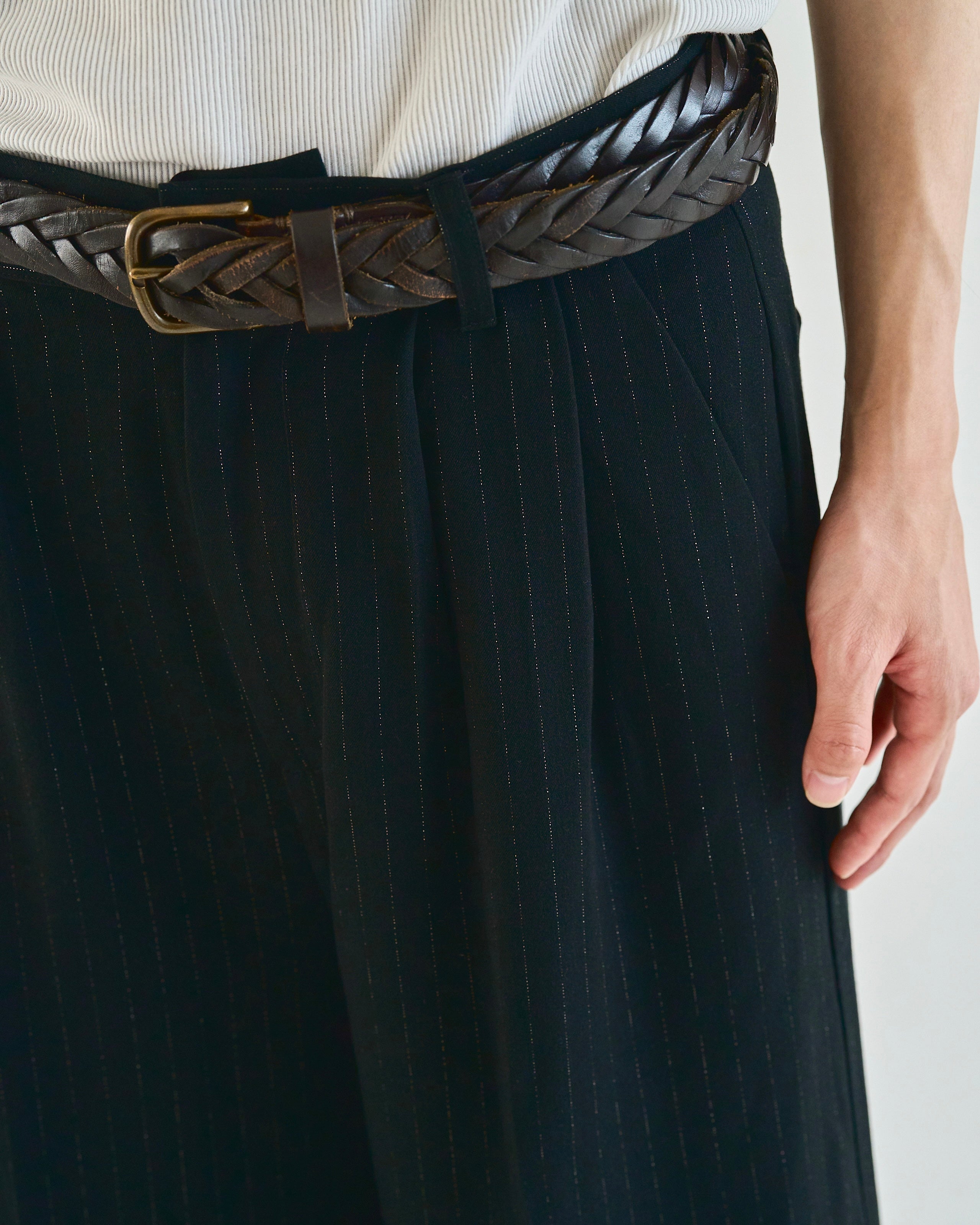 2tuck wide baggy flare rame slacks – CAMPHOR WOOD - OFFICIAL