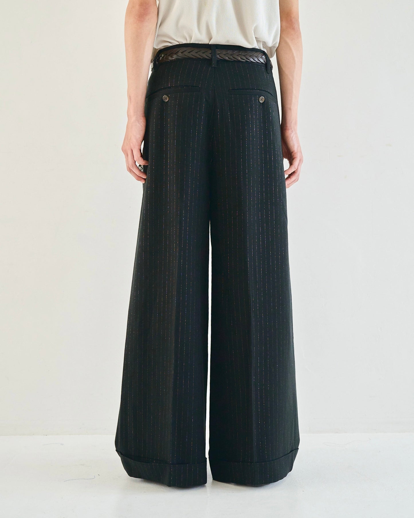 2tuck wide baggy flare rame slacks