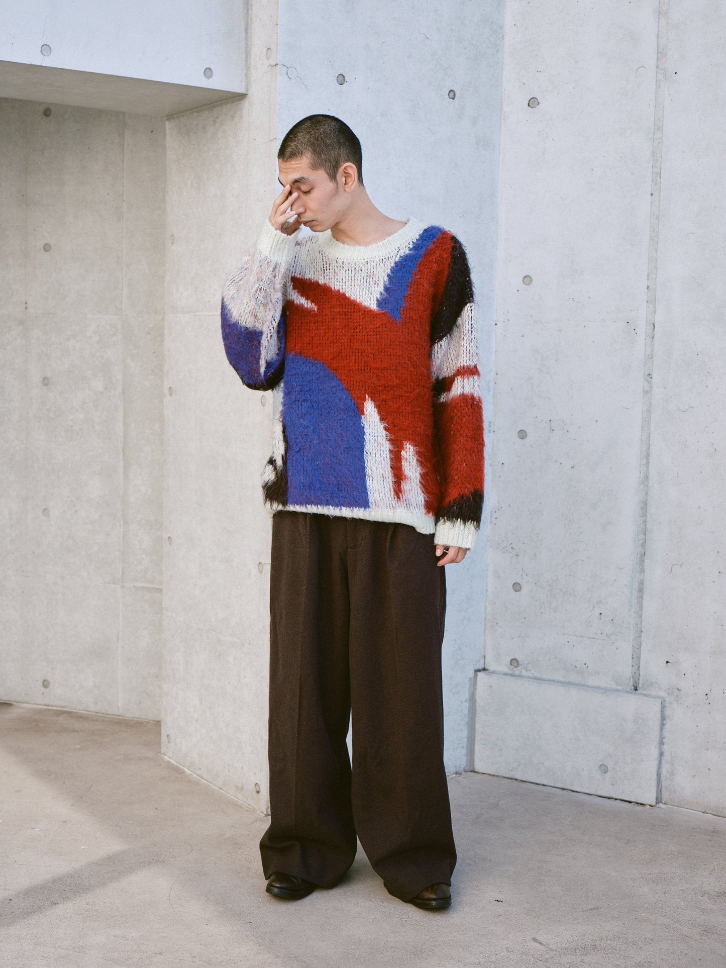 art pattern jacquard pullover sweater
