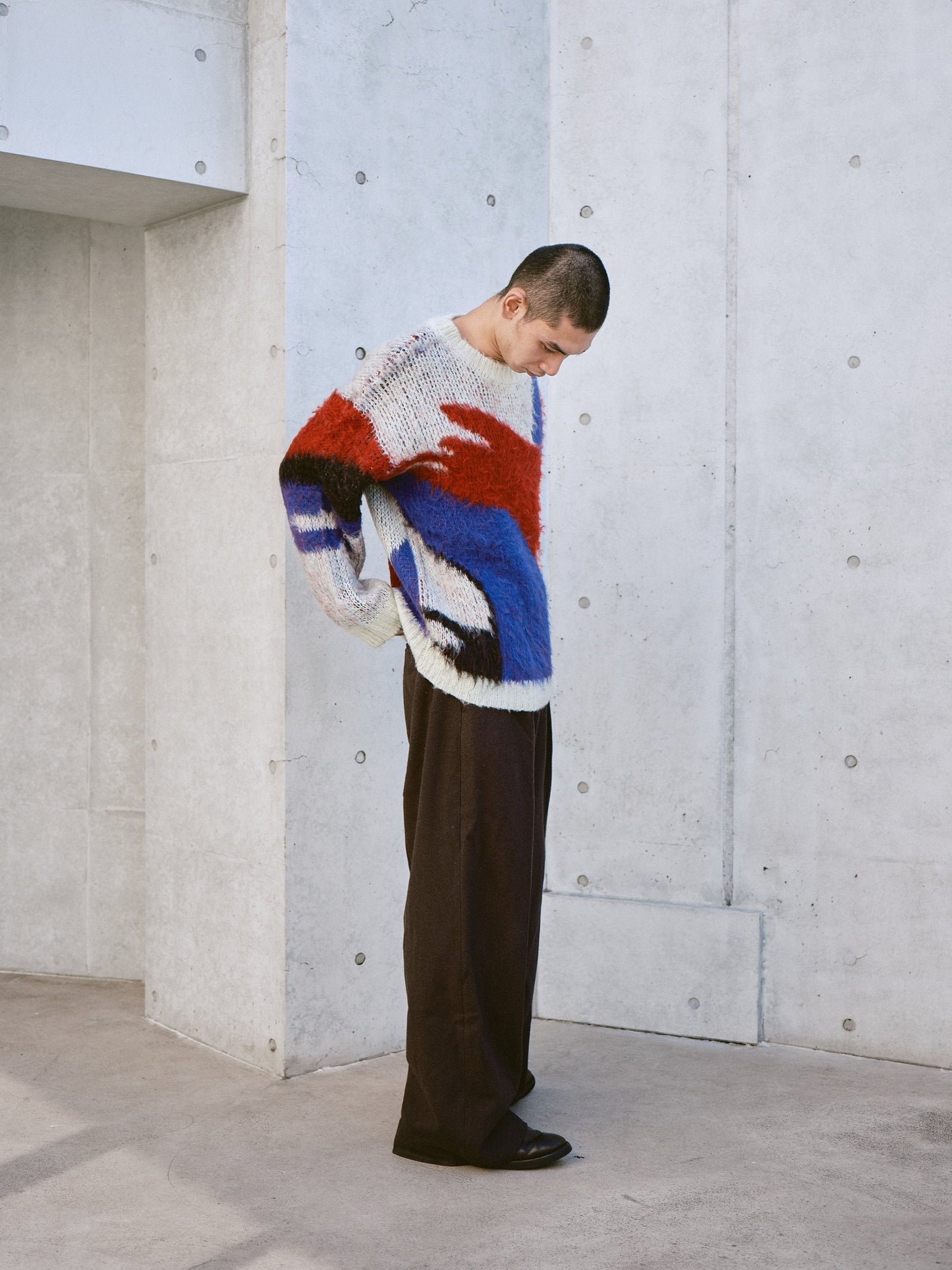 art pattern jacquard pullover sweater