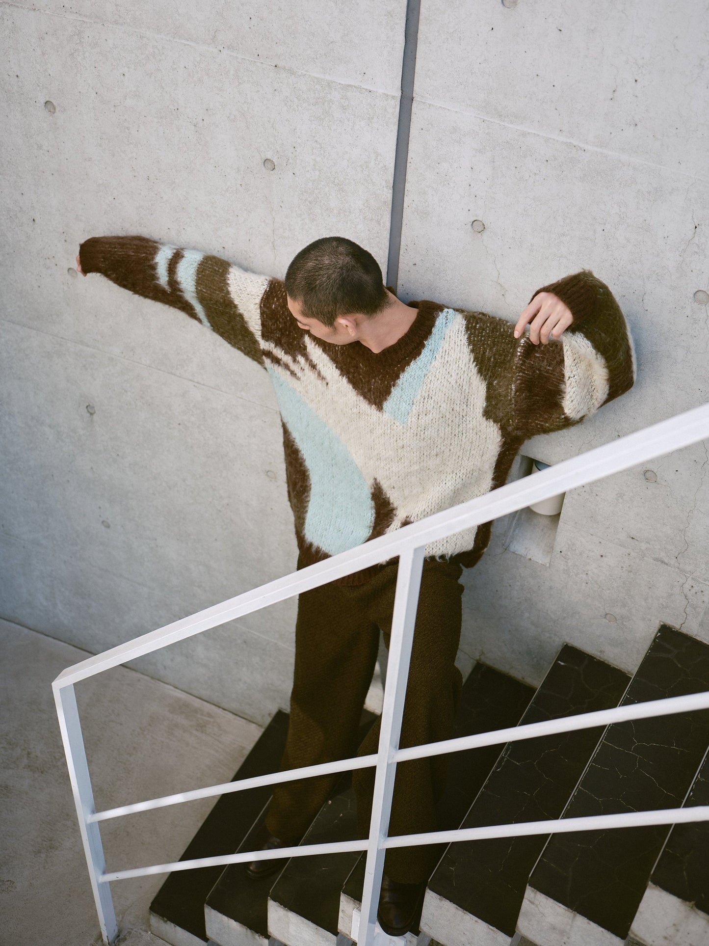 art pattern jacquard pullover sweater
