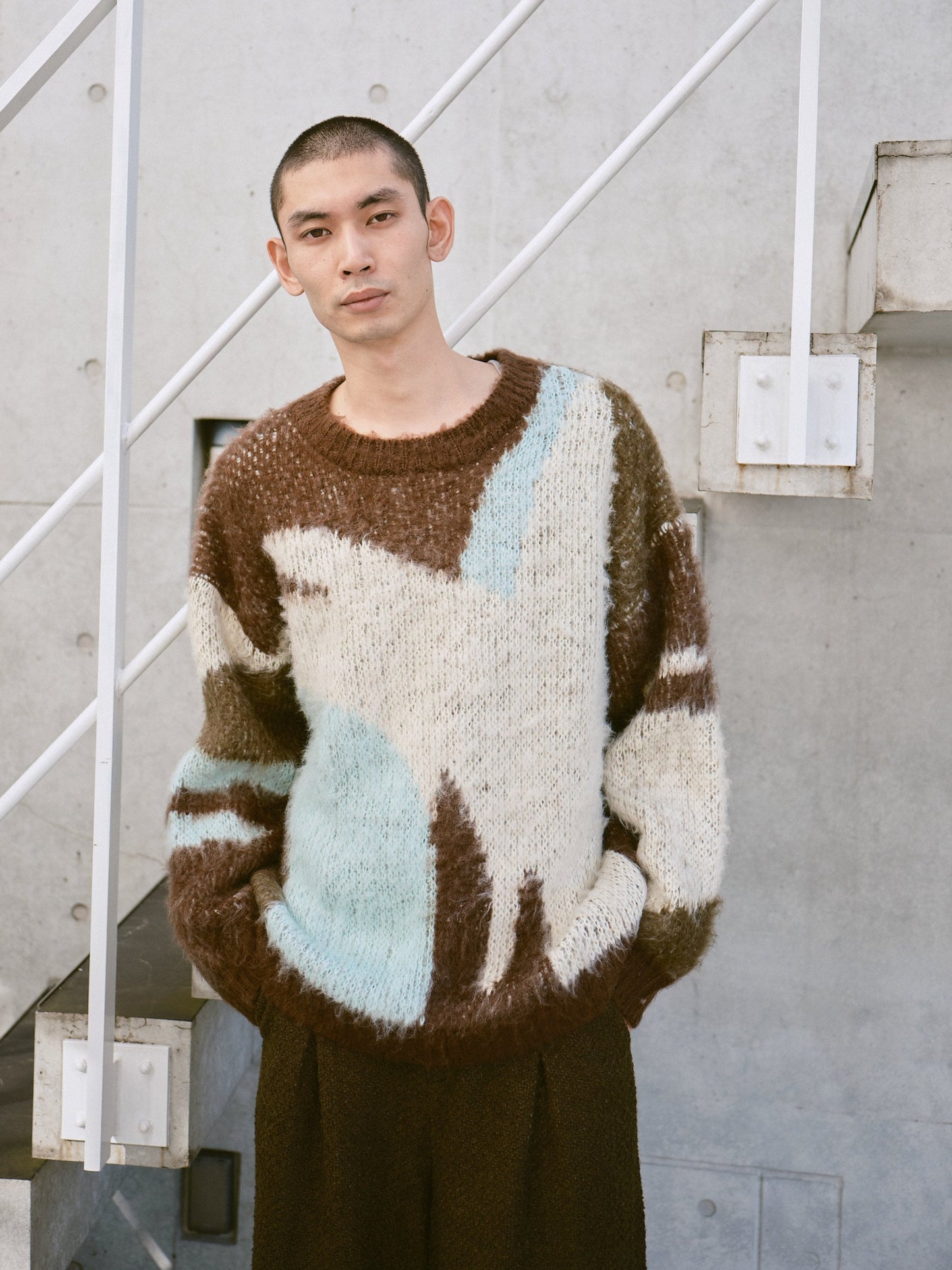 art pattern jacquard pullover sweater