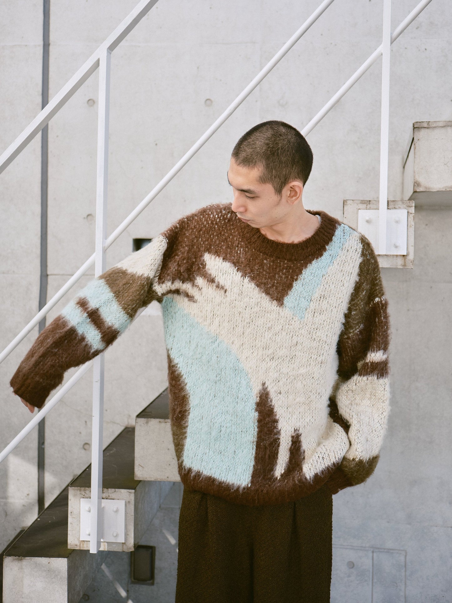 art pattern jacquard pullover sweater