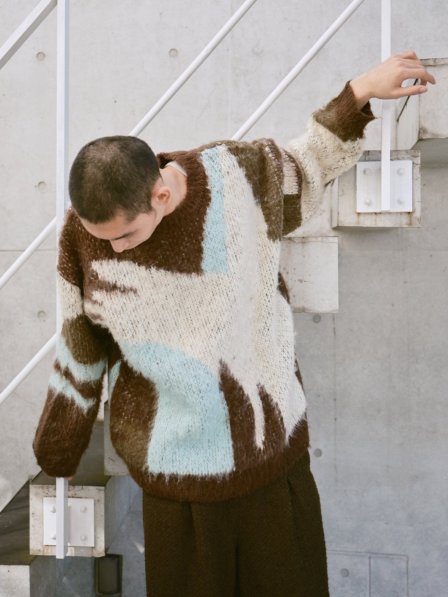 art pattern jacquard pullover sweater