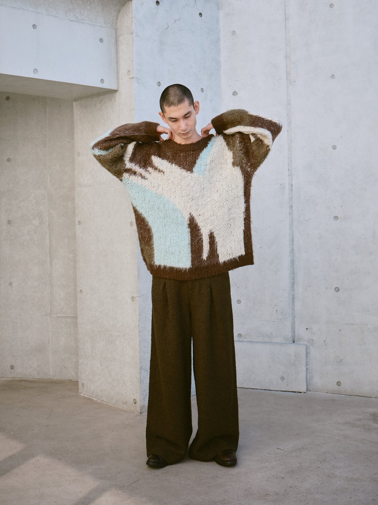 art pattern jacquard pullover sweater