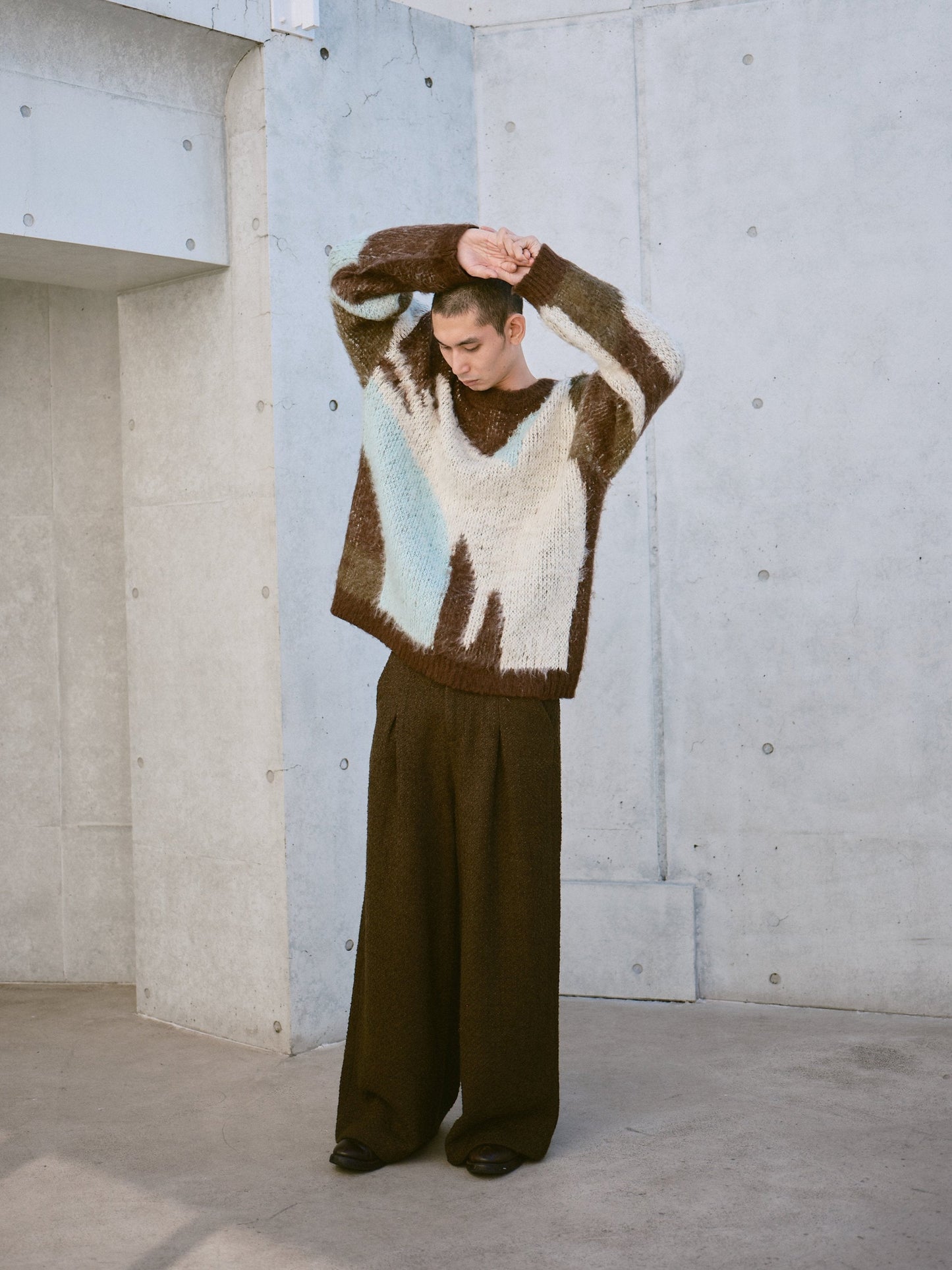 art pattern jacquard pullover sweater