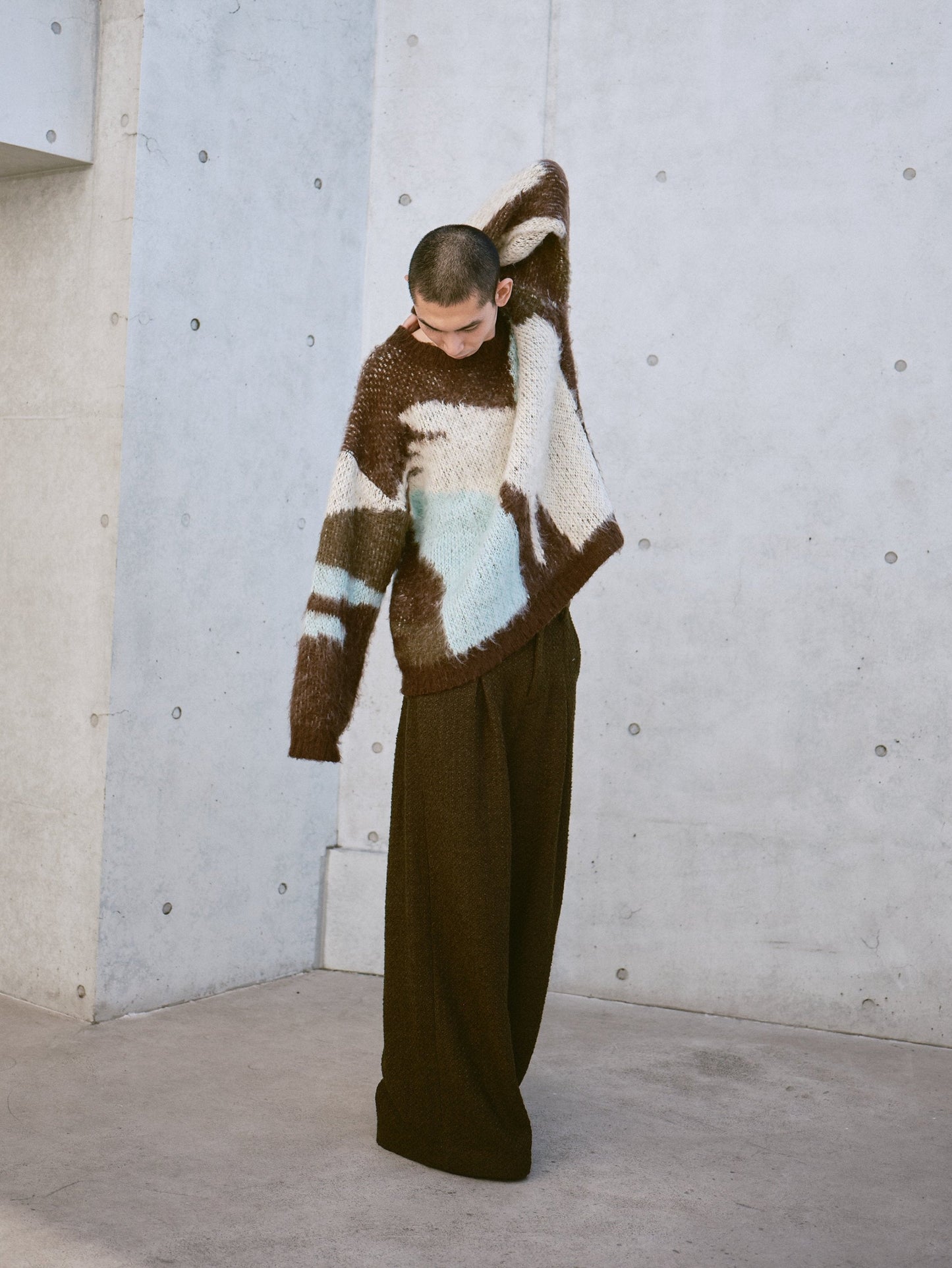 art pattern jacquard pullover sweater