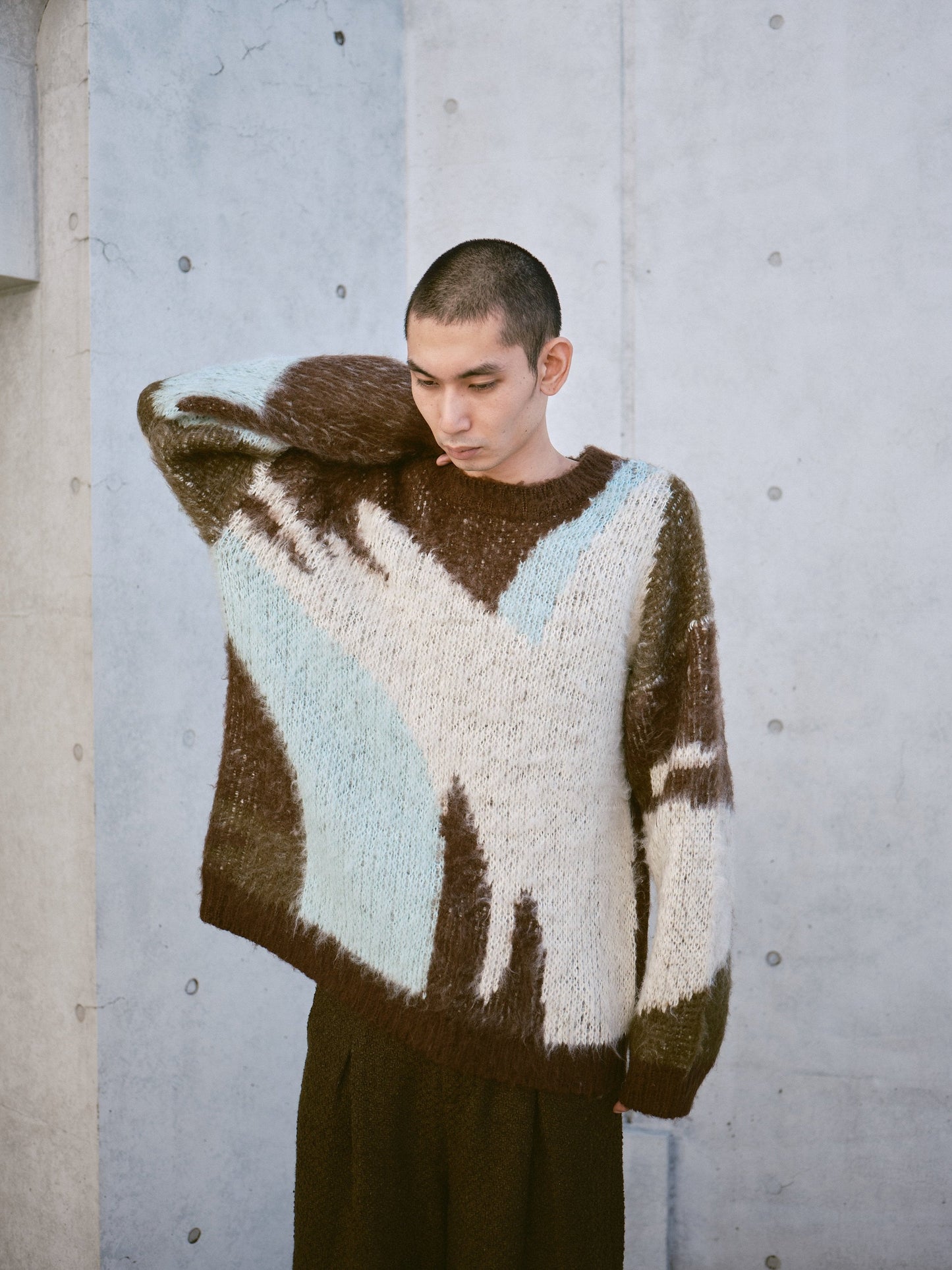 art pattern jacquard pullover sweater